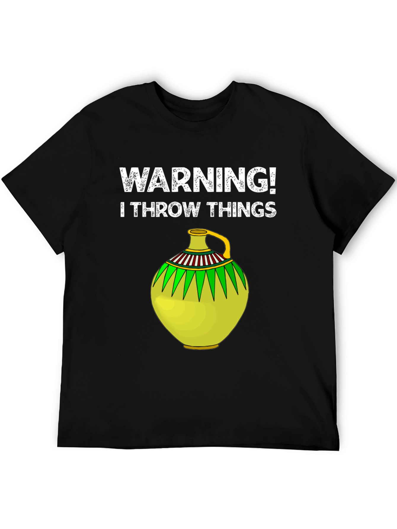 Black Warning! I Throw Things - Novelty Graphic Tee view 5