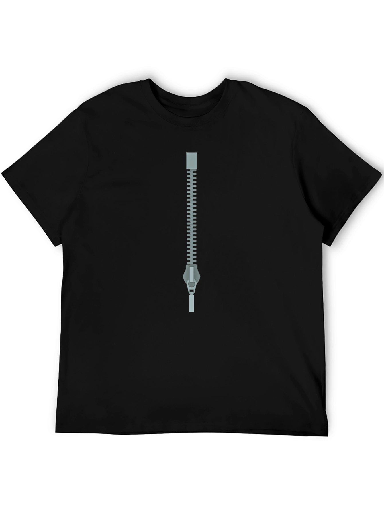 Black Zipper Graphic Black T-Shirt - Novelty Tee view 5