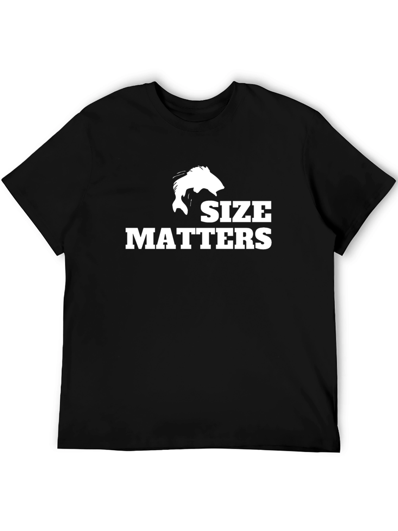 Black Size Matters Fish T-Shirt - Black Cotton Tee view 5
