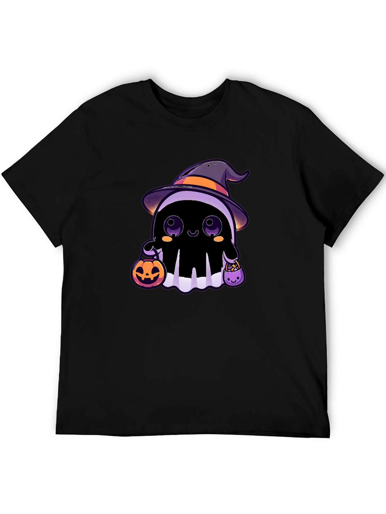 Black Halloween Ghost T-Shirt - Cute Witch Ghost view 5