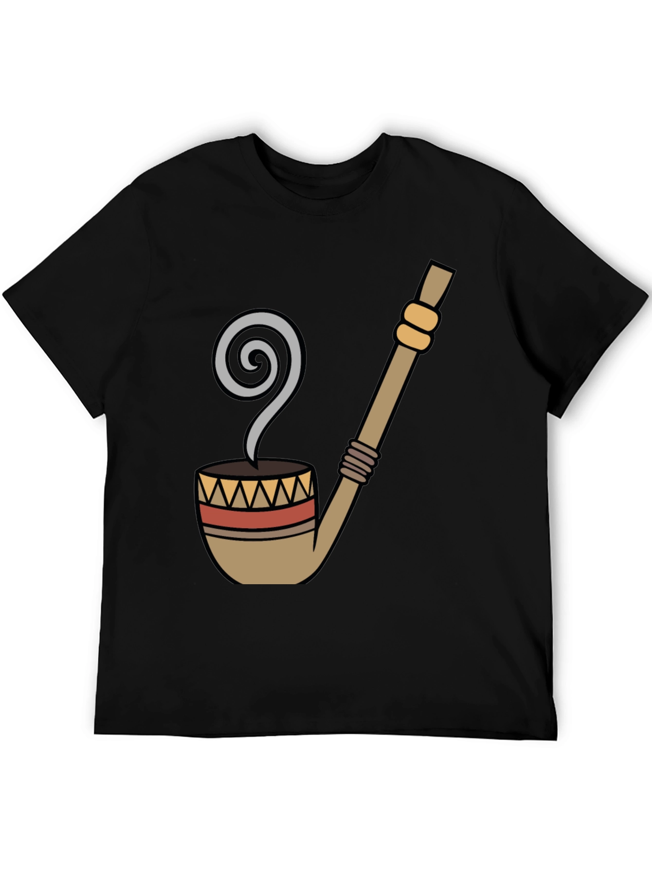 Black Novelty Pipe Graphic Tee - Black Cotton T-Shirt view 5