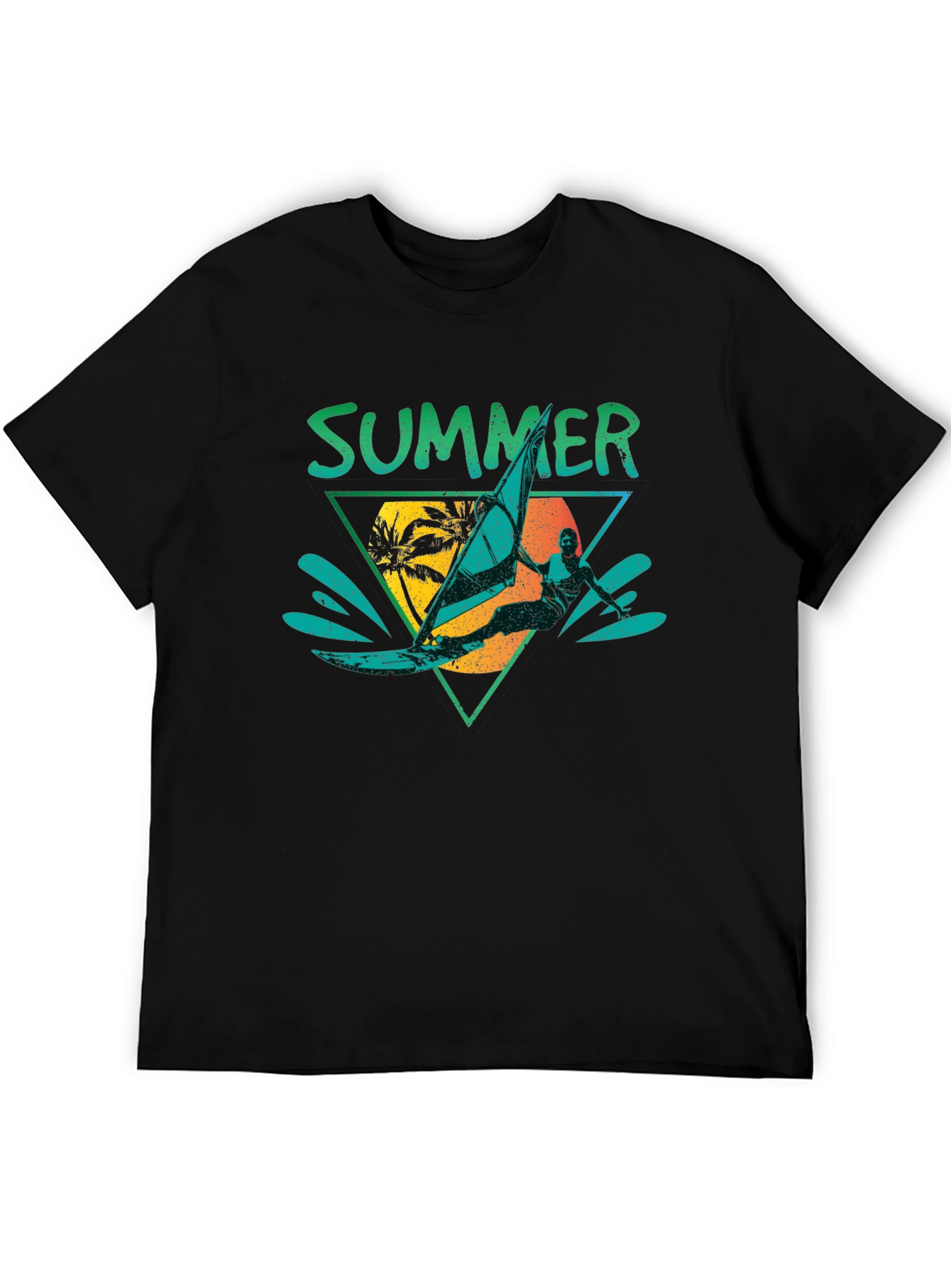 Black Summer Windsurfer Graphic T-Shirt view 5