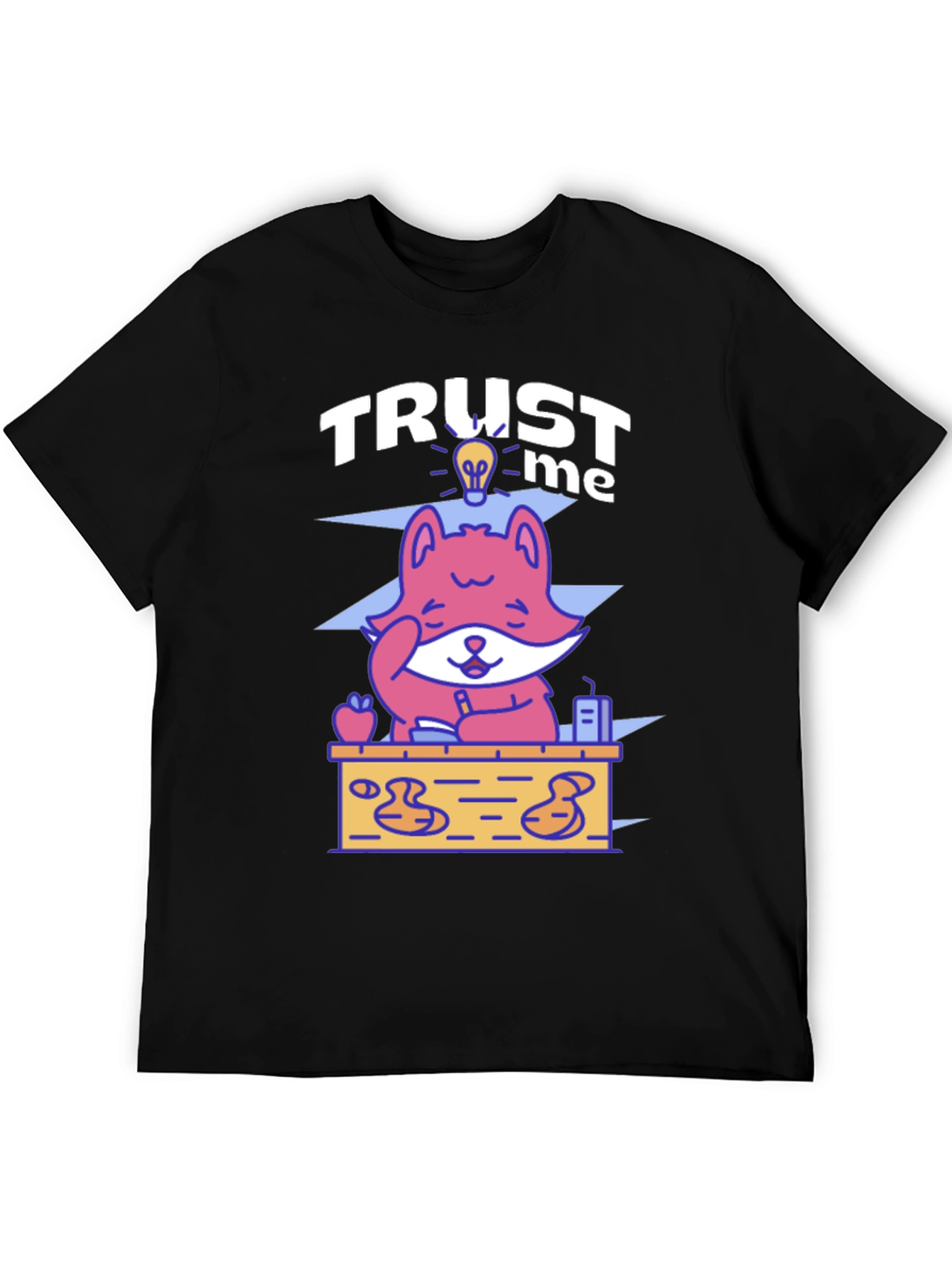 Black Trust Me Fox Graphic Tee - Unisex Crewneck T-Shirt view 5