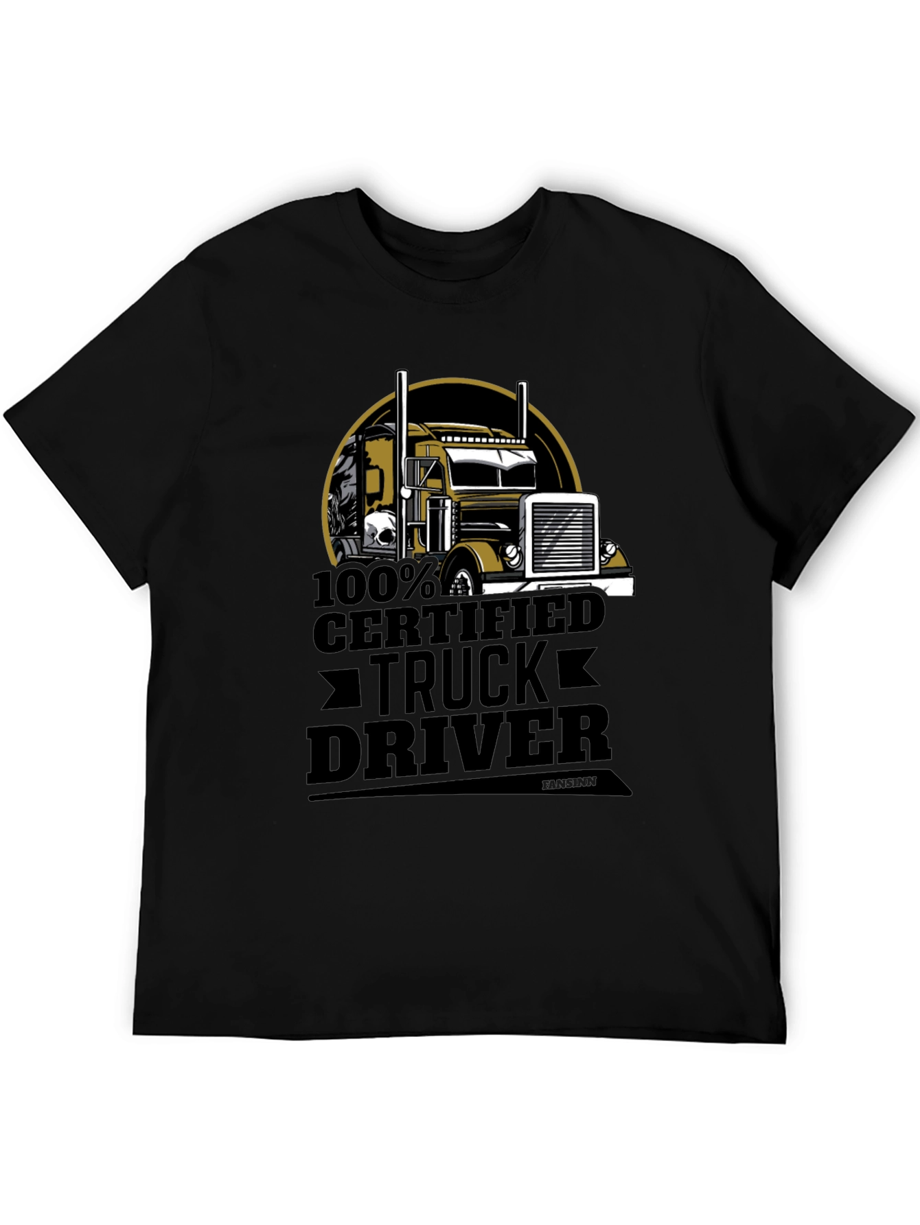 Black 100% Certified Truck Driver Black T-Shirt view 5