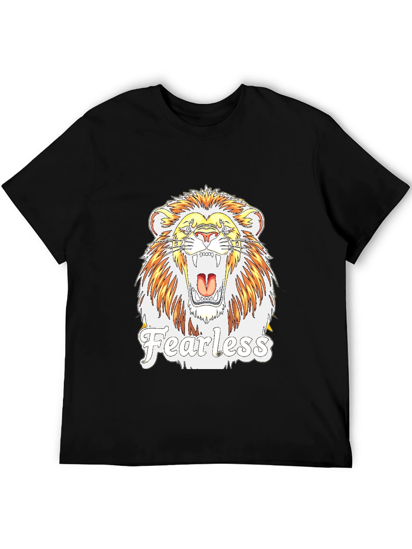 Black Fearless Lion Graphic Print T-Shirt view 5