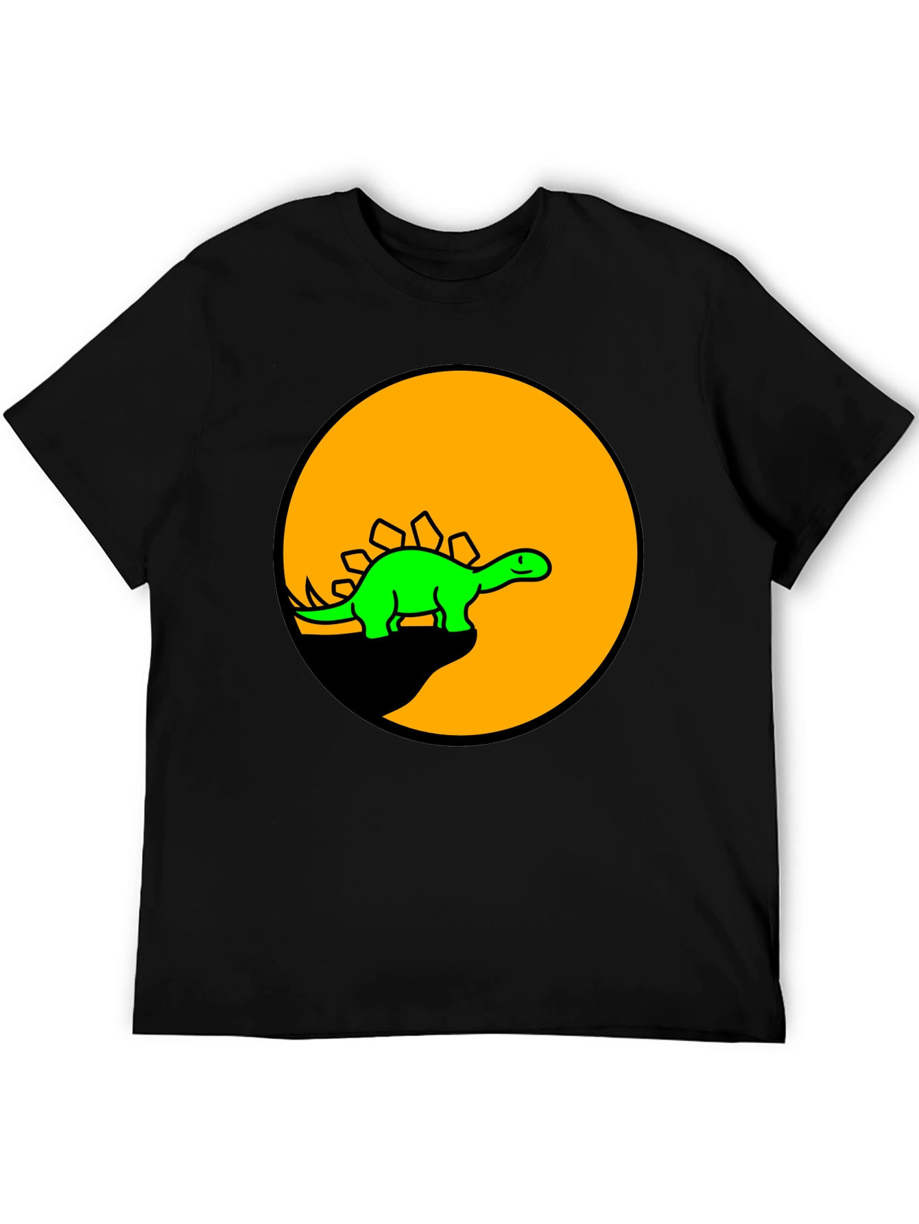 Black Dinosaur Graphic Tee - Black Cotton T-Shirt view 5