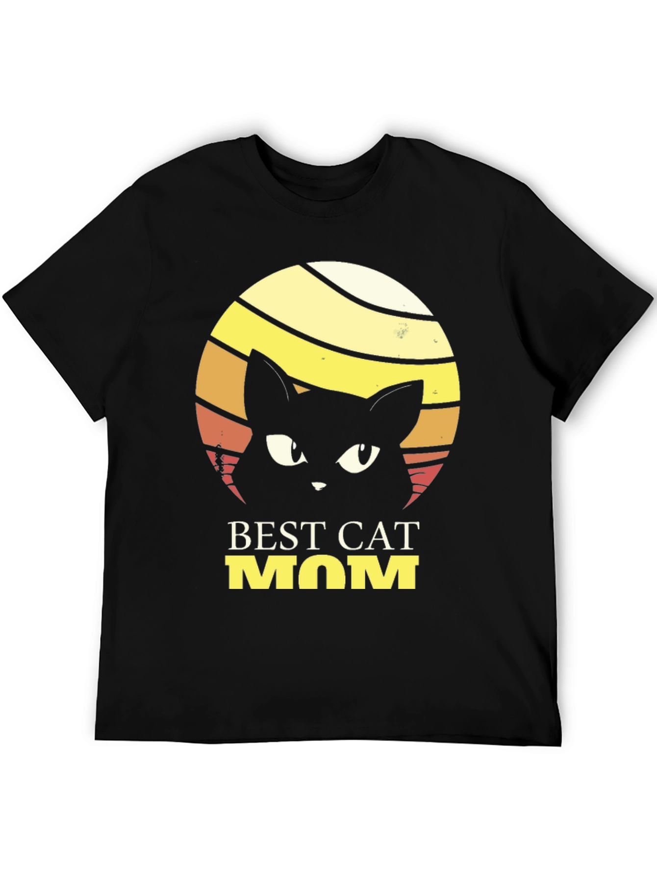 Black Best Cat Mom T-Shirt - Retro Style view 5
