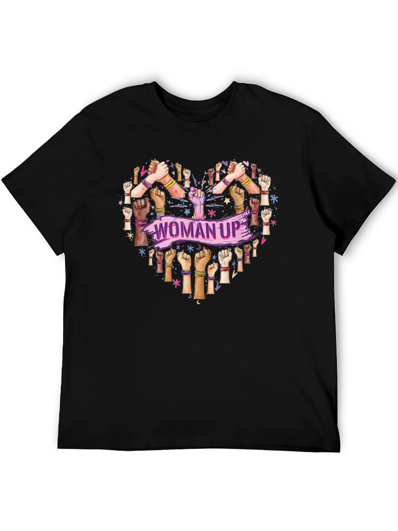 Black Woman Up T-Shirt - Heart Graphic Tee view 5