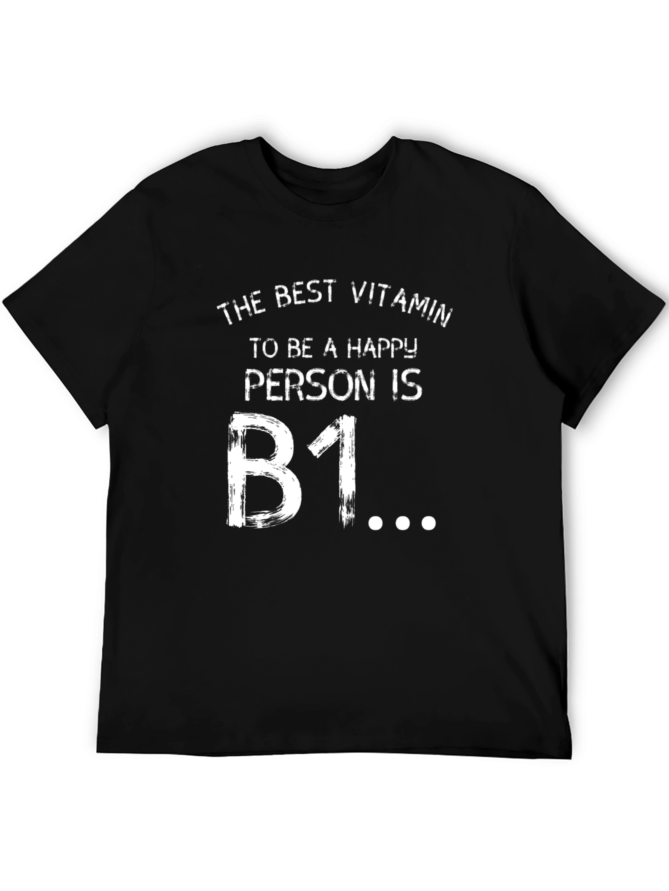 Black Funny B1 Vitamin Happy Person Black T-Shirt view 5