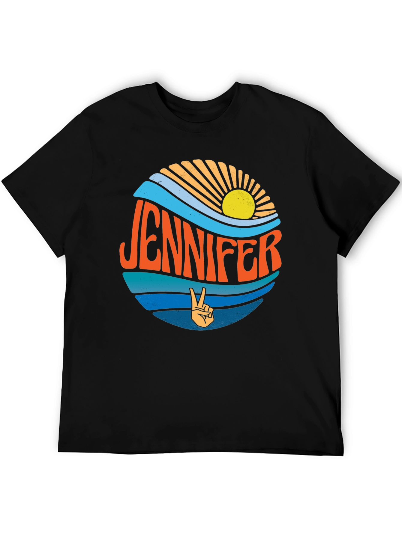 Black Retro Jennifer Peace Sign T-Shirt view 5