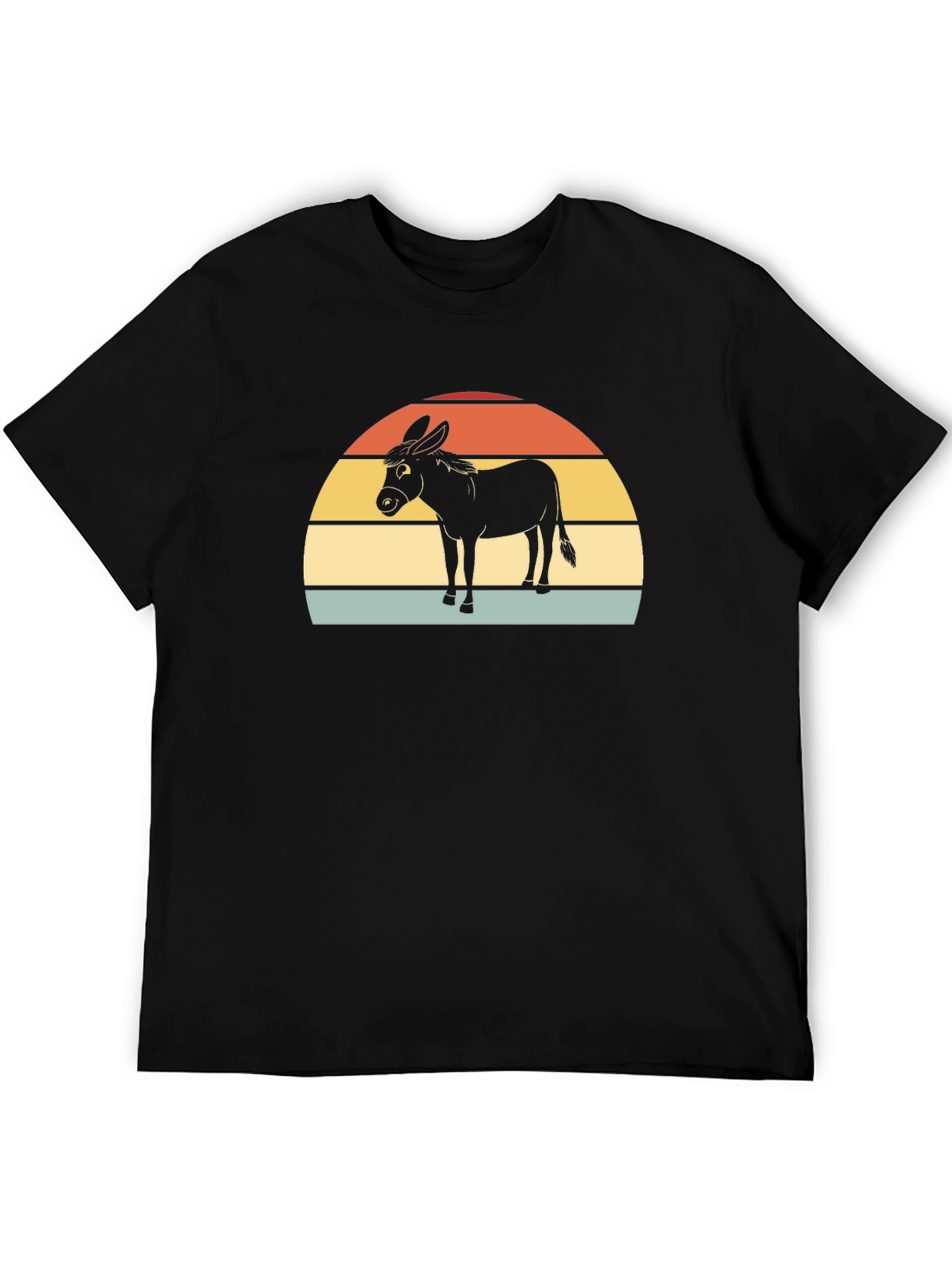 Black Retro Donkey T-Shirt - Vintage Style Farm Animal Tee view 5