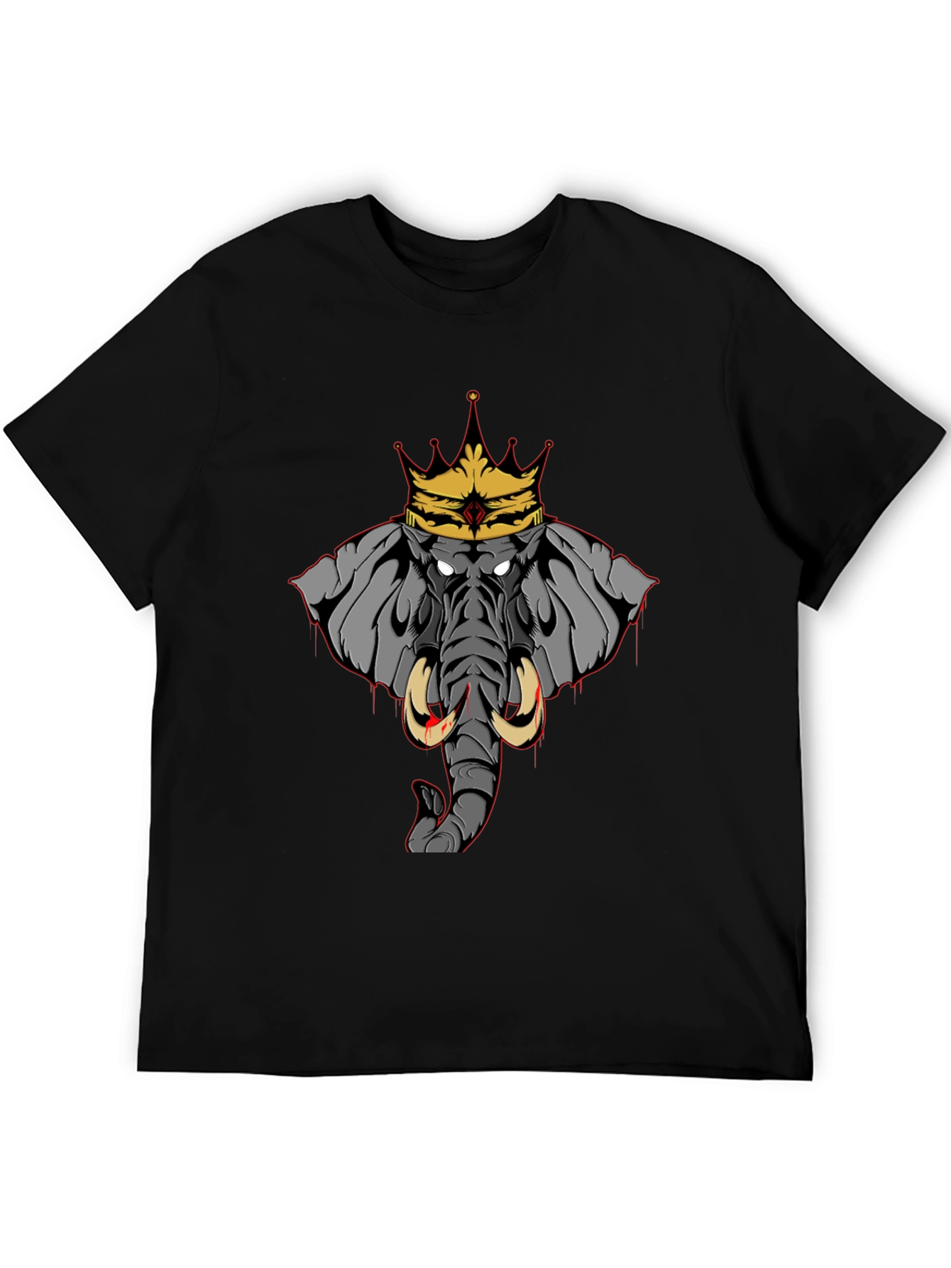 Black Elephant King Graphic Tee - Black Cotton T-Shirt view 5