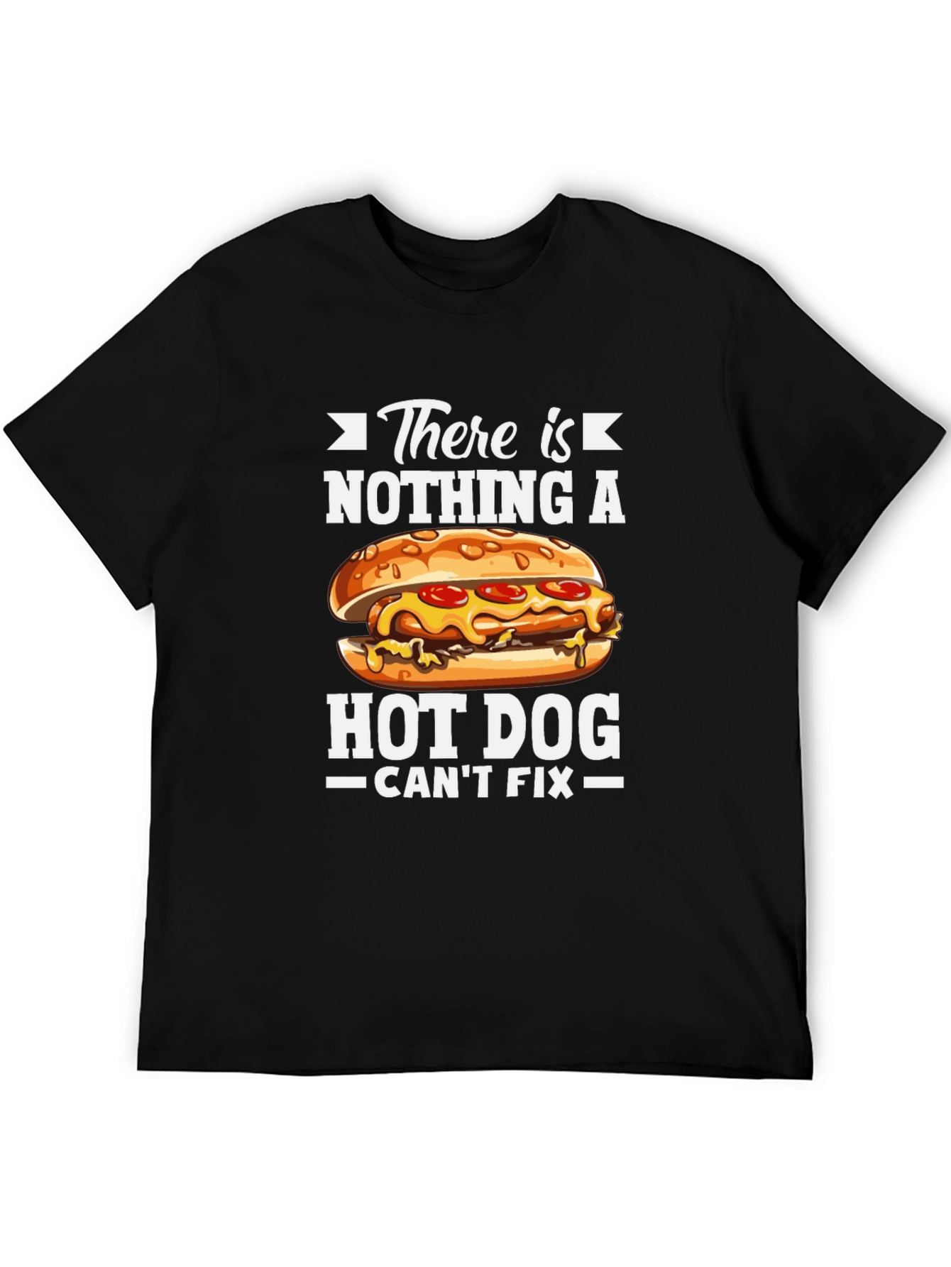 Black Funny Hot Dog Fix T-Shirt view 5