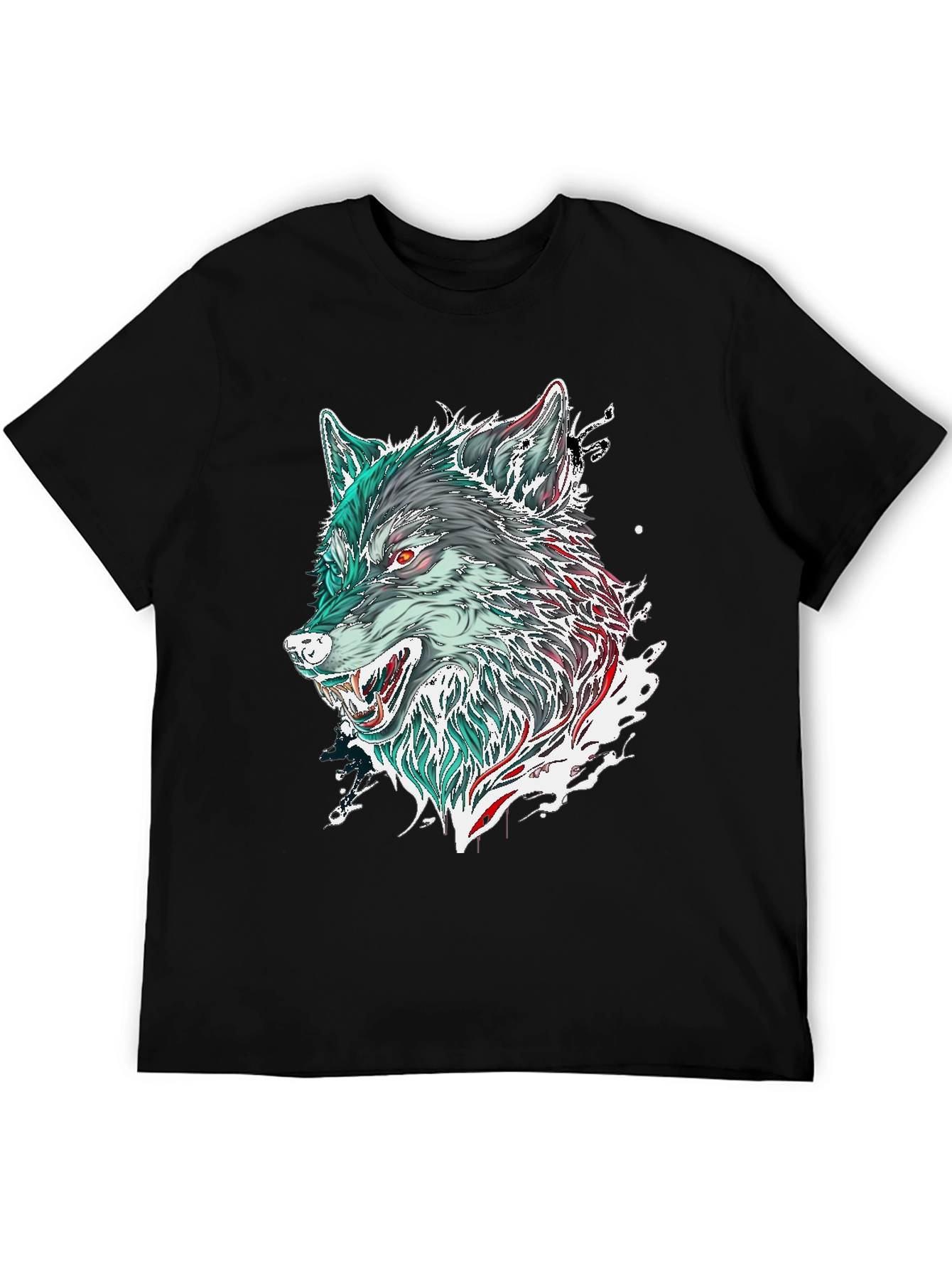 Black Wolf Graphic Print Black T-Shirt view 5