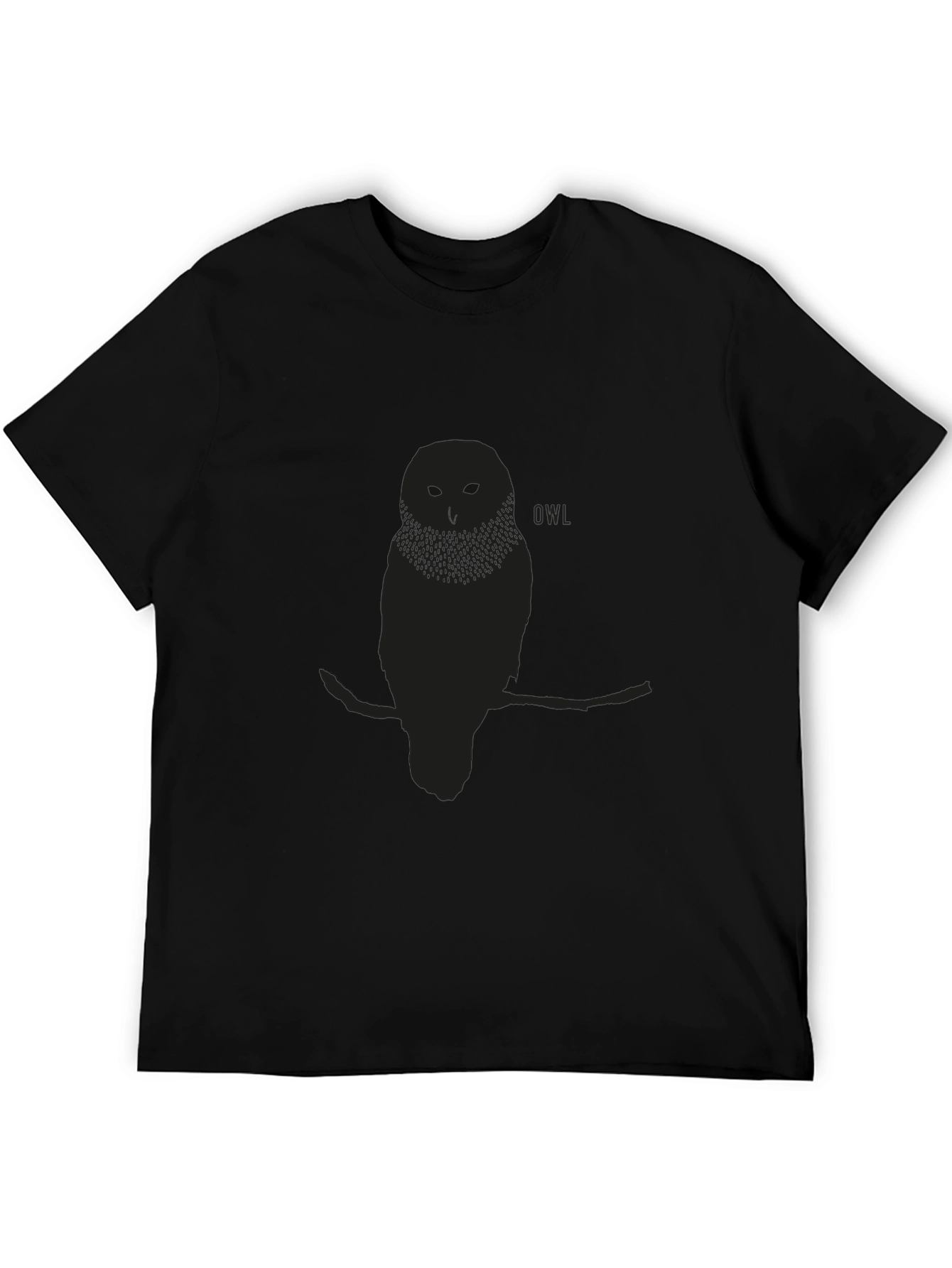Black Men's Black Owl Graphic Print T-Shirt view 5