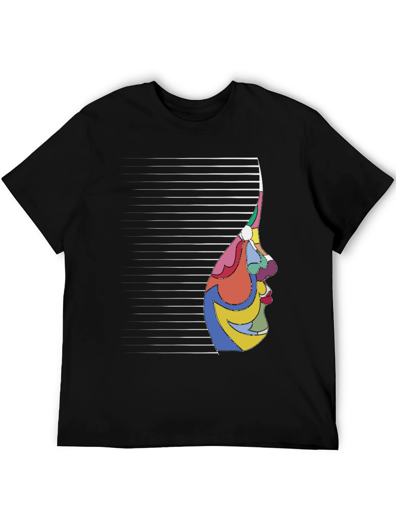 Black Abstract Face Graphic Tee - Modern Art Shirt view 5