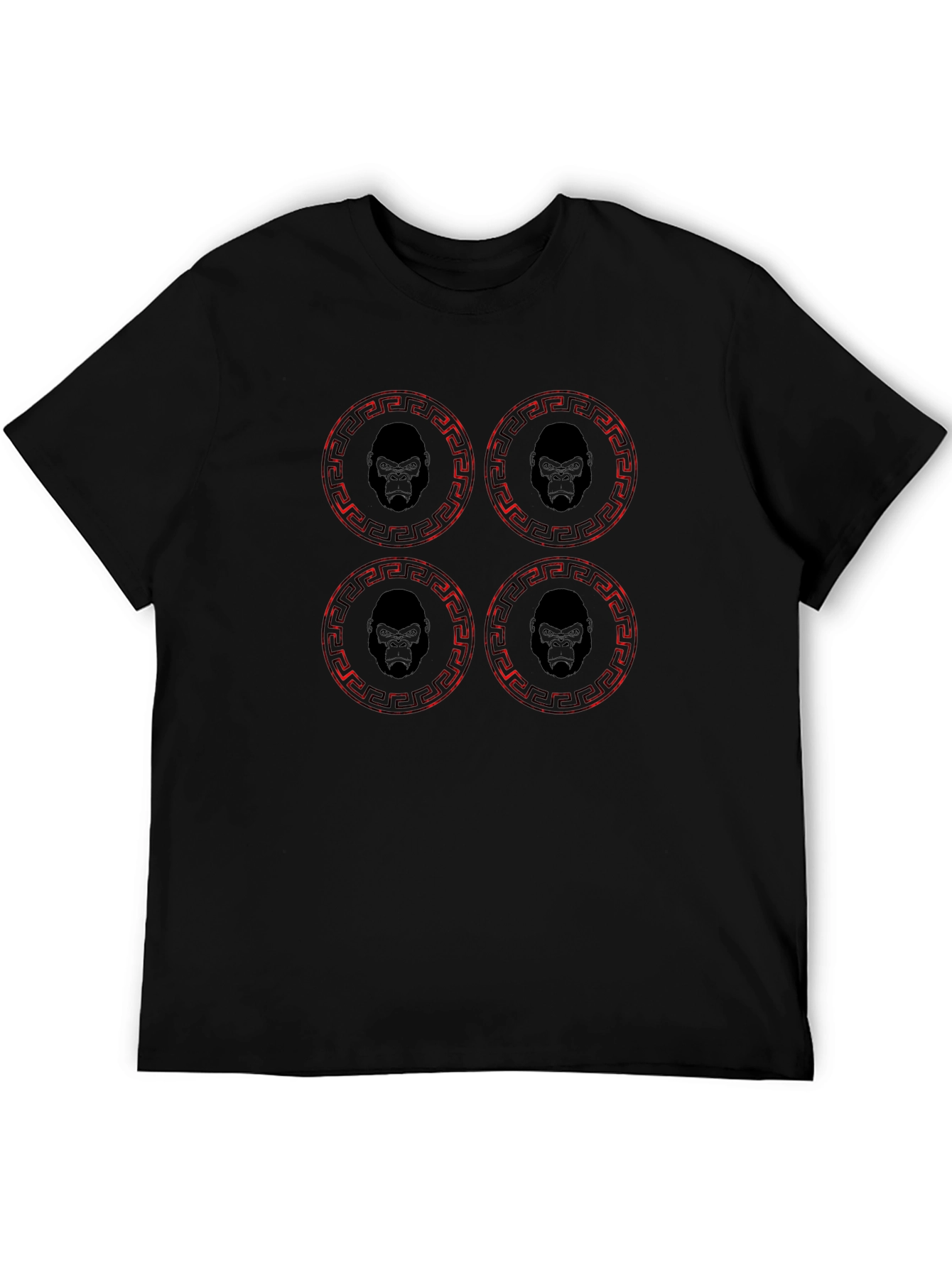Black Gorilla Emblem T-Shirt - Red Pattern Black Tee view 5