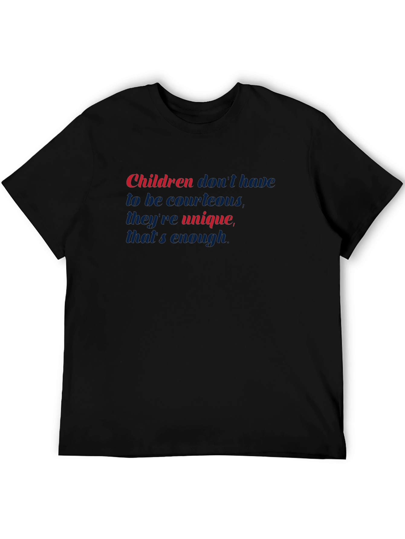 Black Unique Children's Statement Black T-Shirt view 5