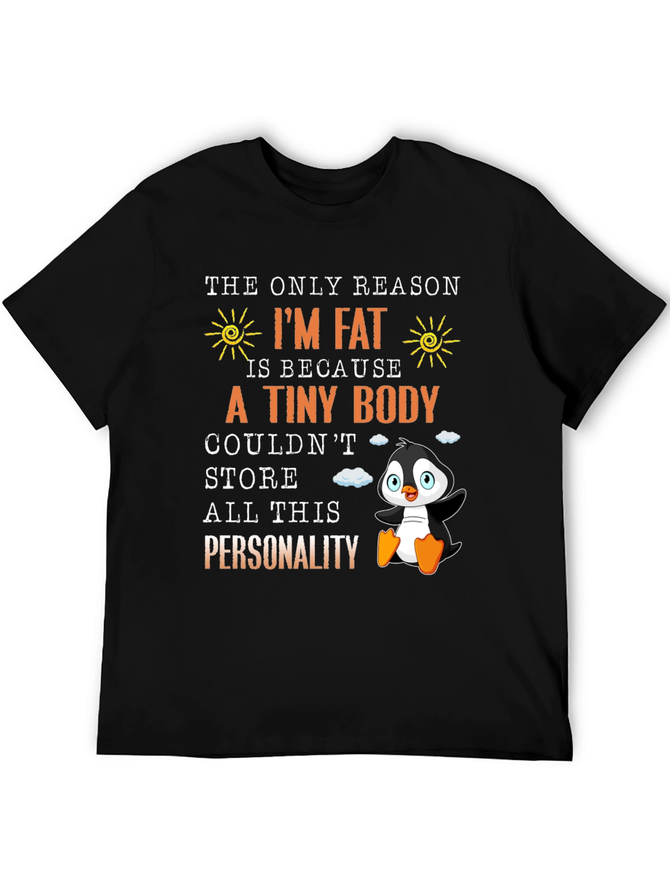 Black Funny I'm Fat Penguin T-Shirt - Personality view 5