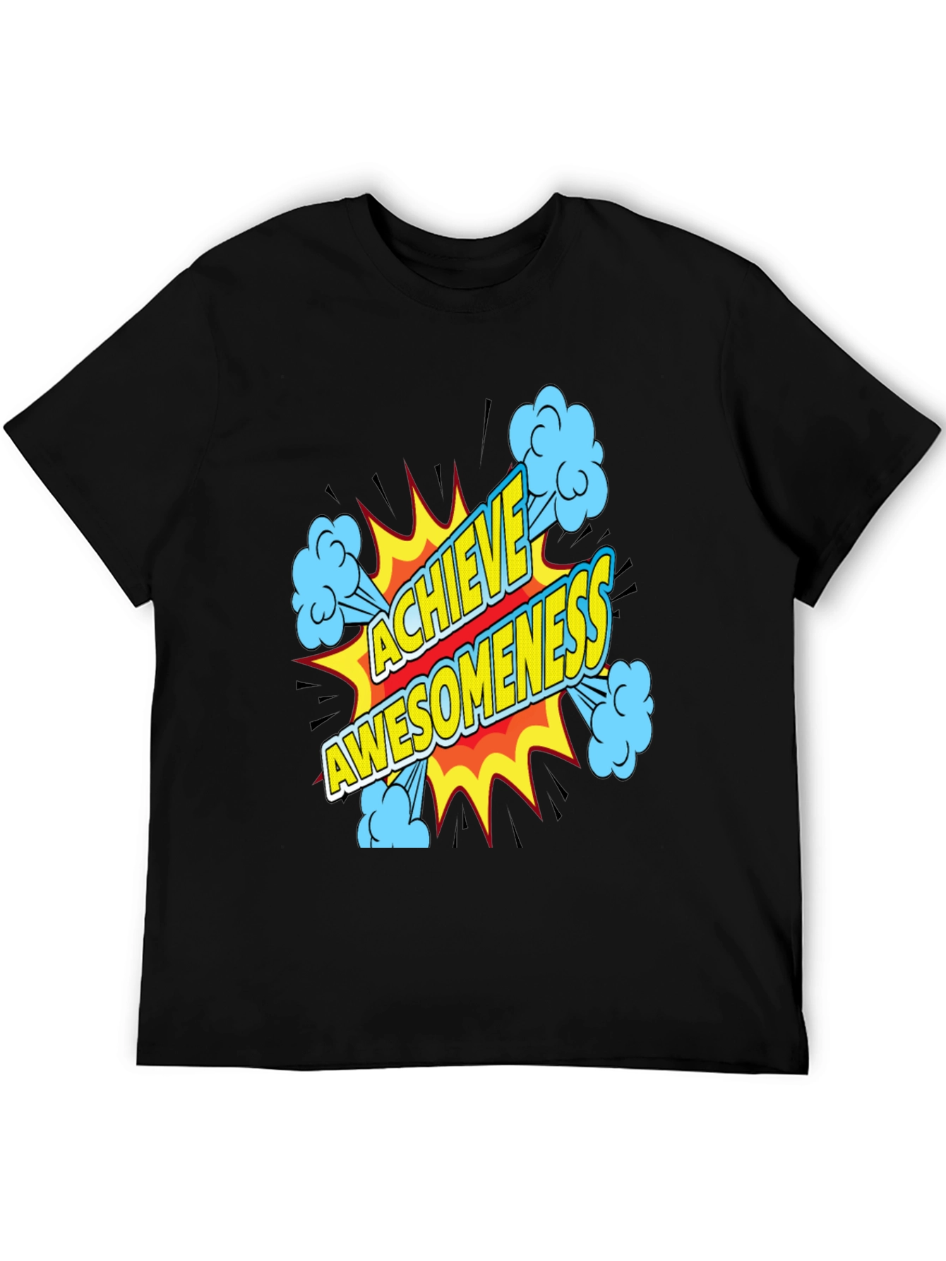 Black Achieve Awesomeness Graphic Black T-Shirt view 5