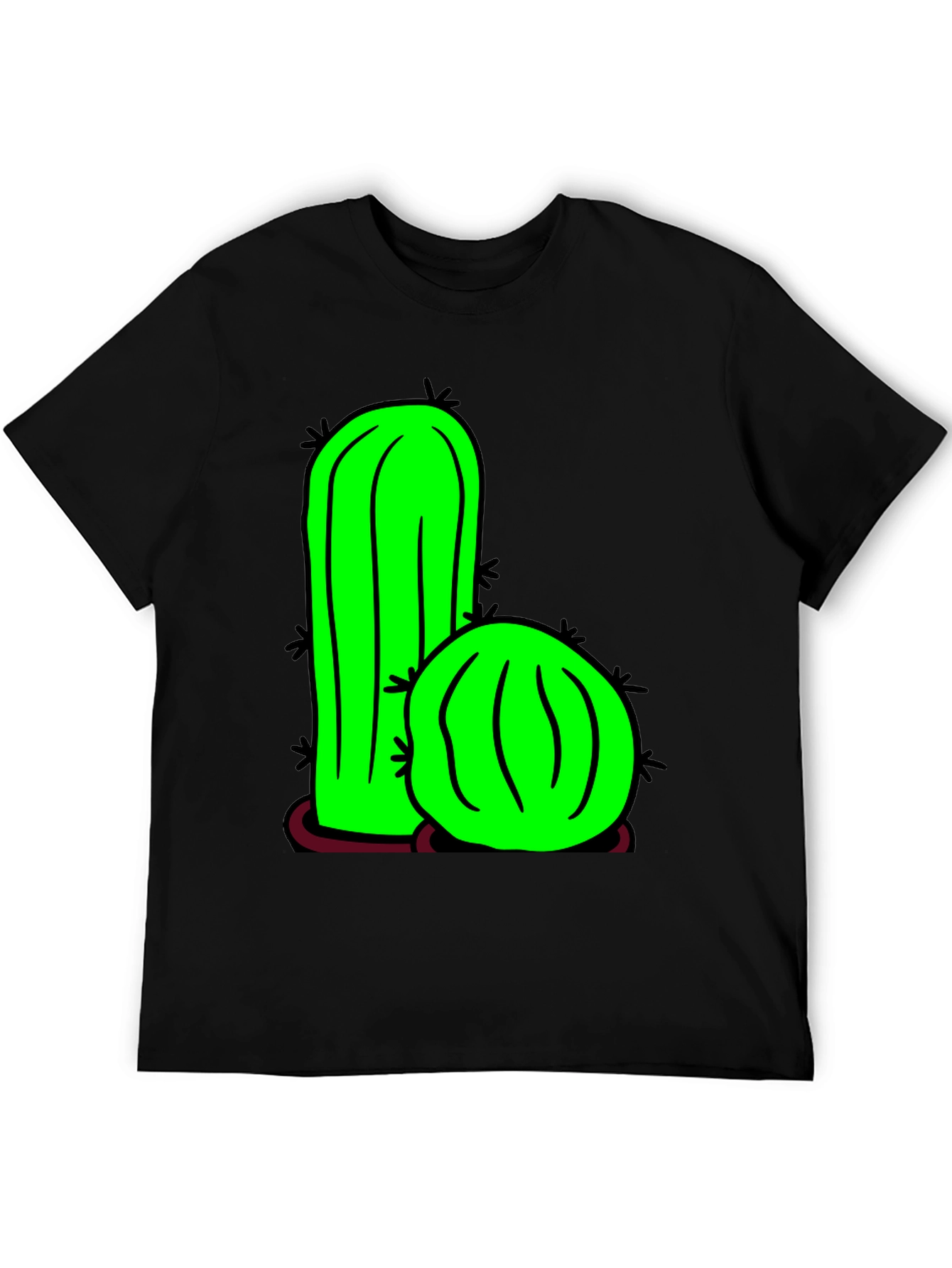 Black Cactus Graphic Tee - Fun Novelty T-Shirt view 5