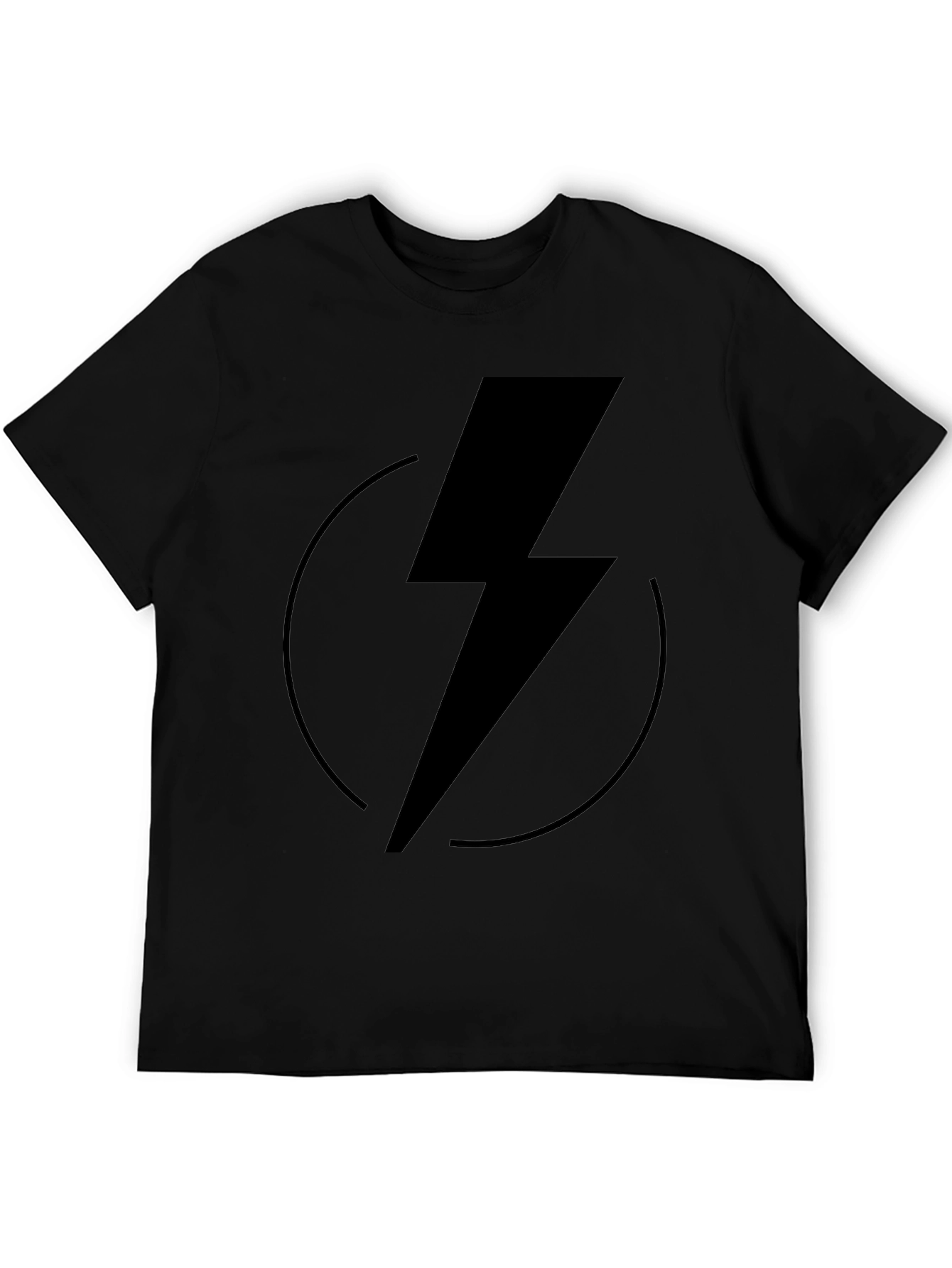 Black Lightning Bolt Graphic Tee - Modern Black T-Shirt view 5