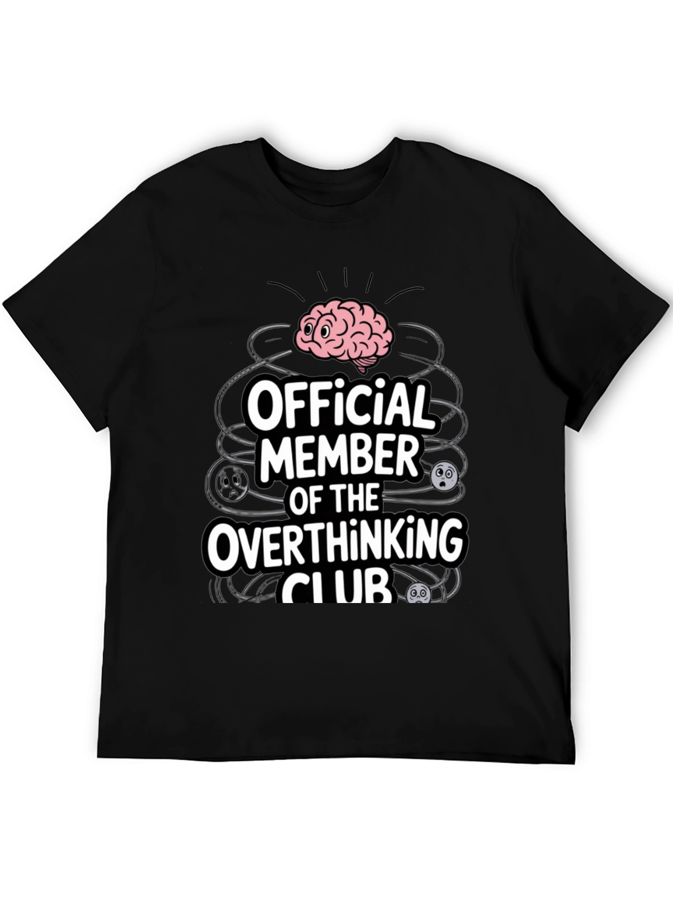 Black Overthinking Club T-Shirt - Funny Mental Health Tee view 5