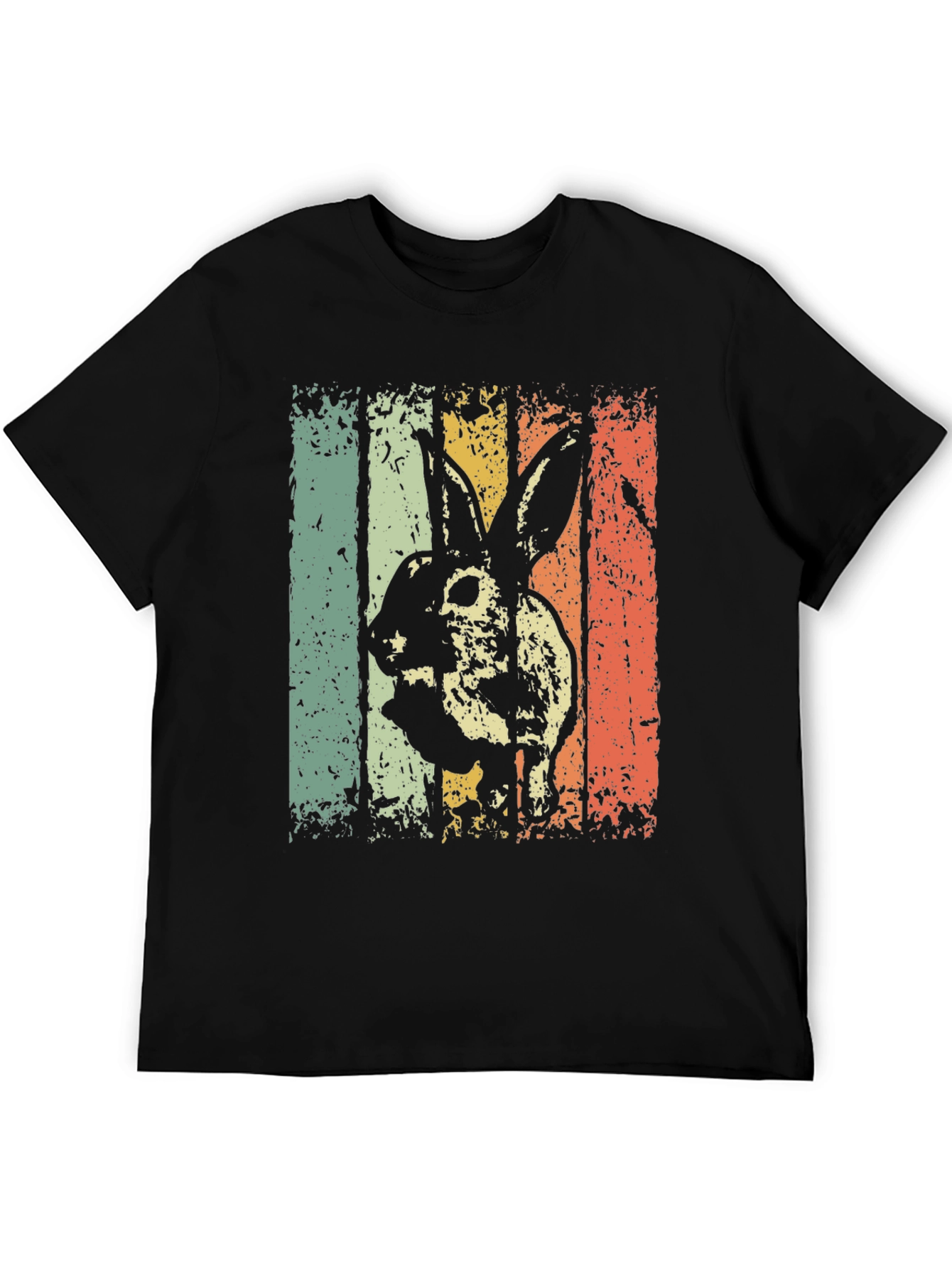 Black Vintage Style Rabbit Graphic T-Shirt view 5