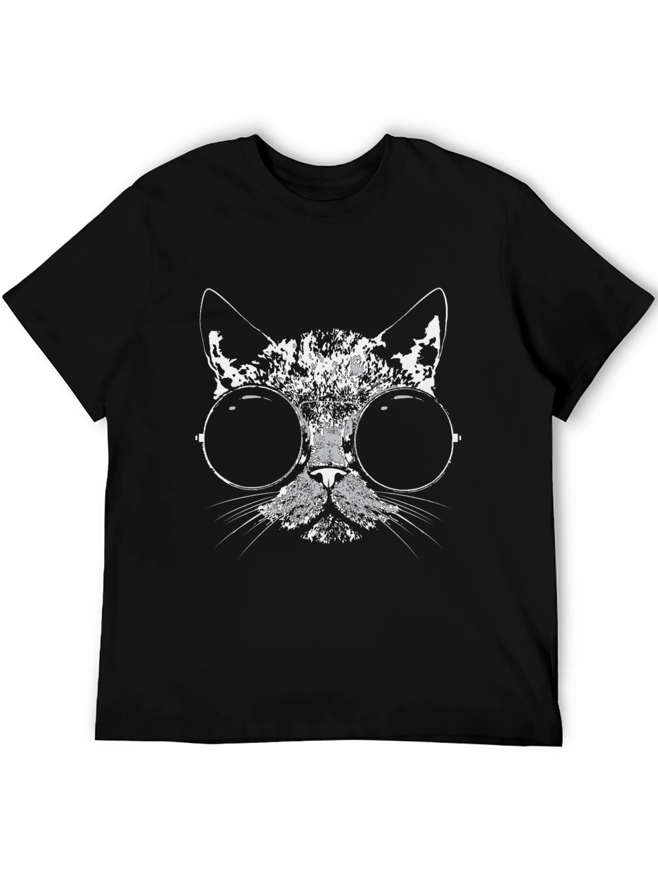 Black Cool Cat Graphic Tee - Black Cotton Blend view 5