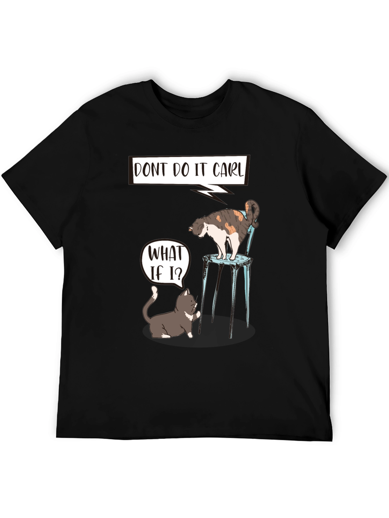 Black Funny Cat "Don't Do It Carl" Graphic Tee view 5