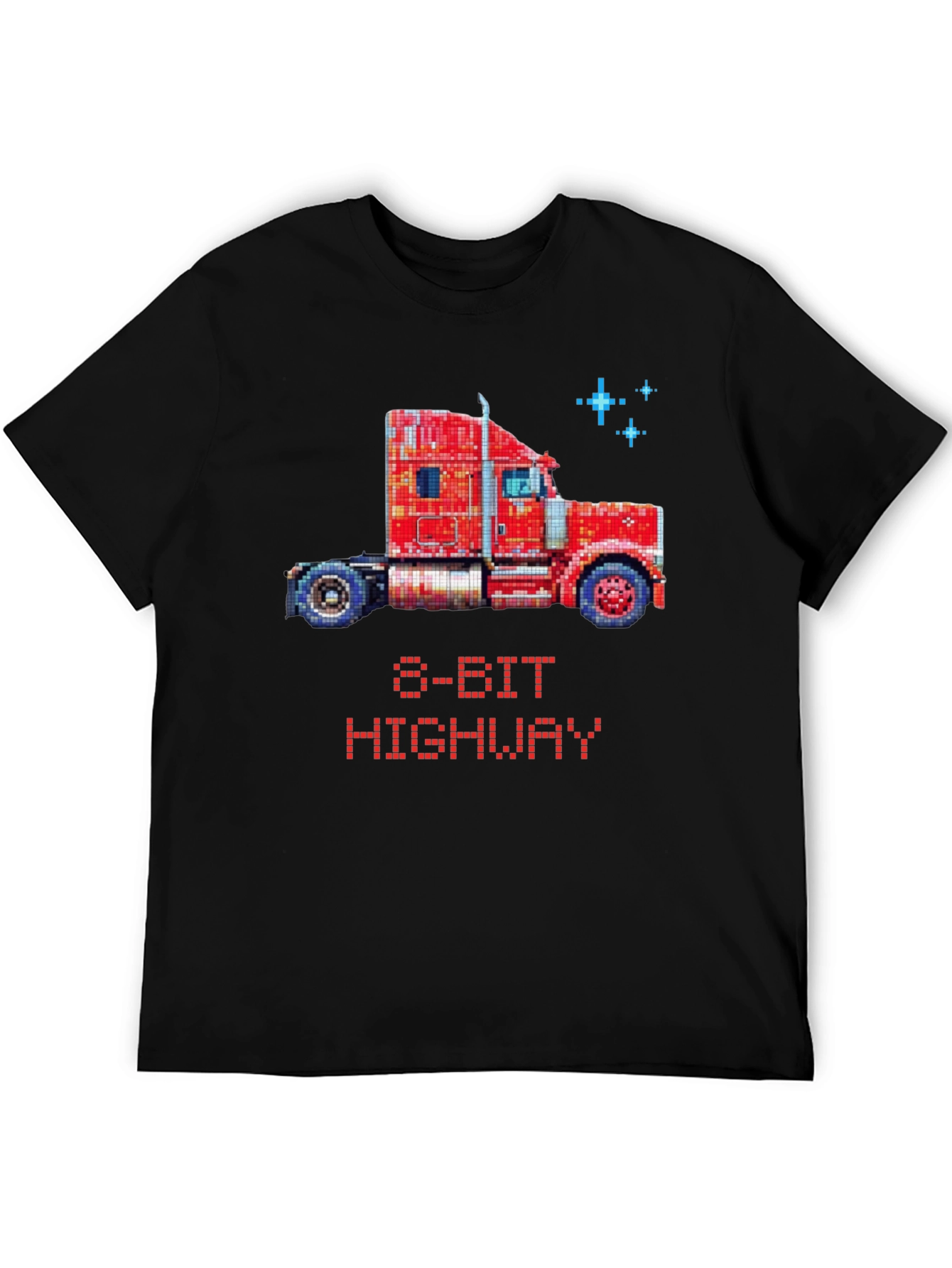 Black 8-Bit Highway Trucker T-Shirt - Retro Gaming Style view 5