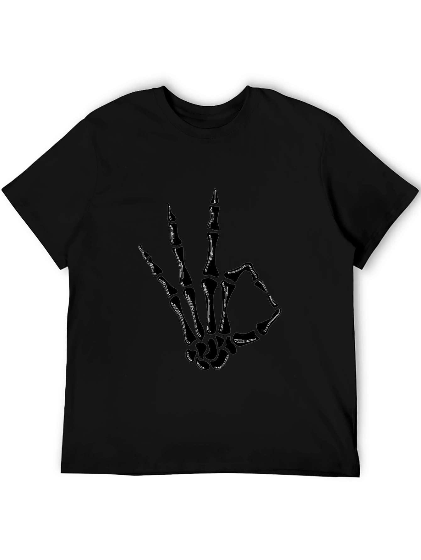 Black Skeleton Hand OK Sign Graphic Tee view 5