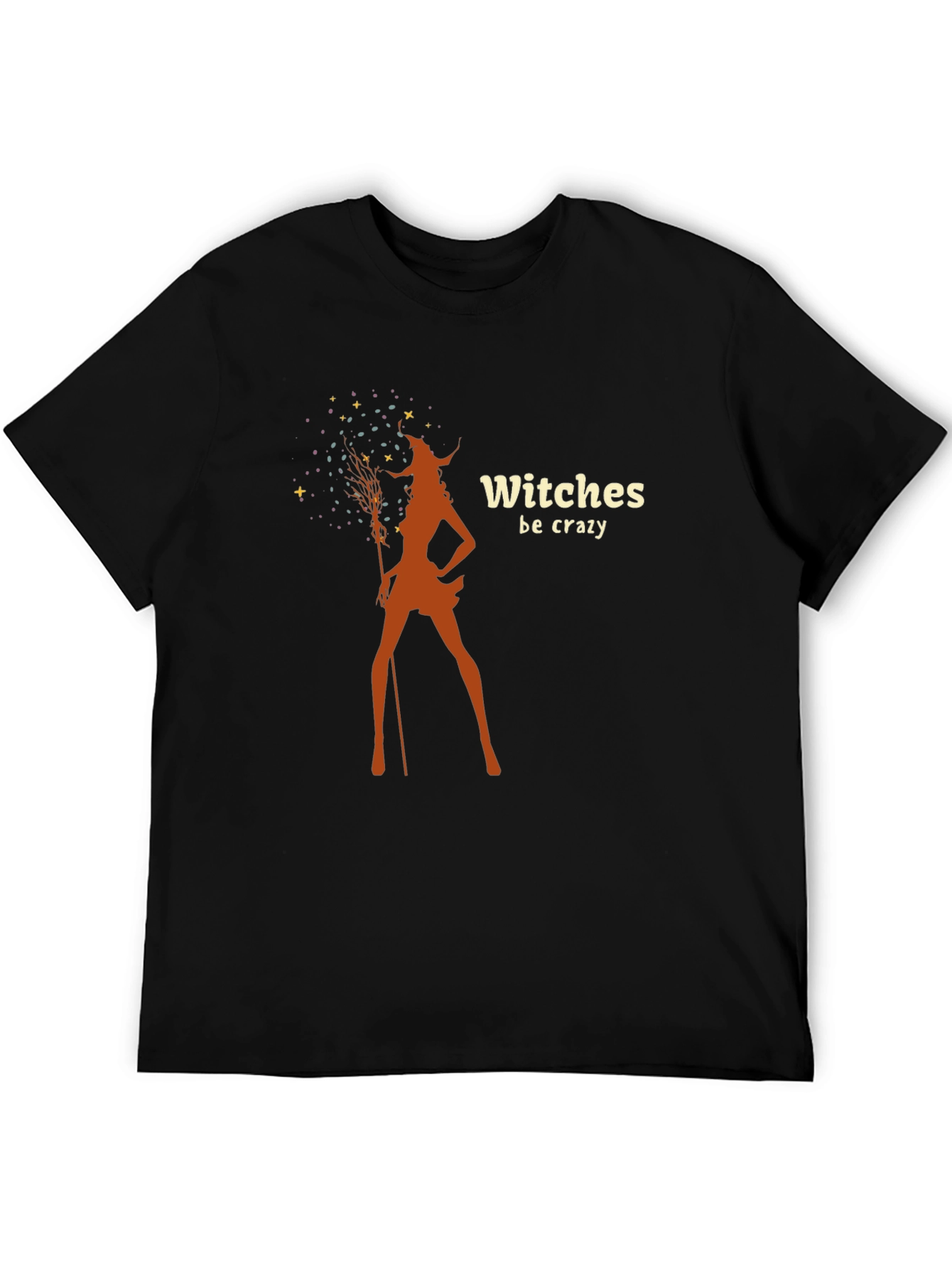 Black Witches Be Crazy Graphic Tee - Black Cotton T-Shirt view 5