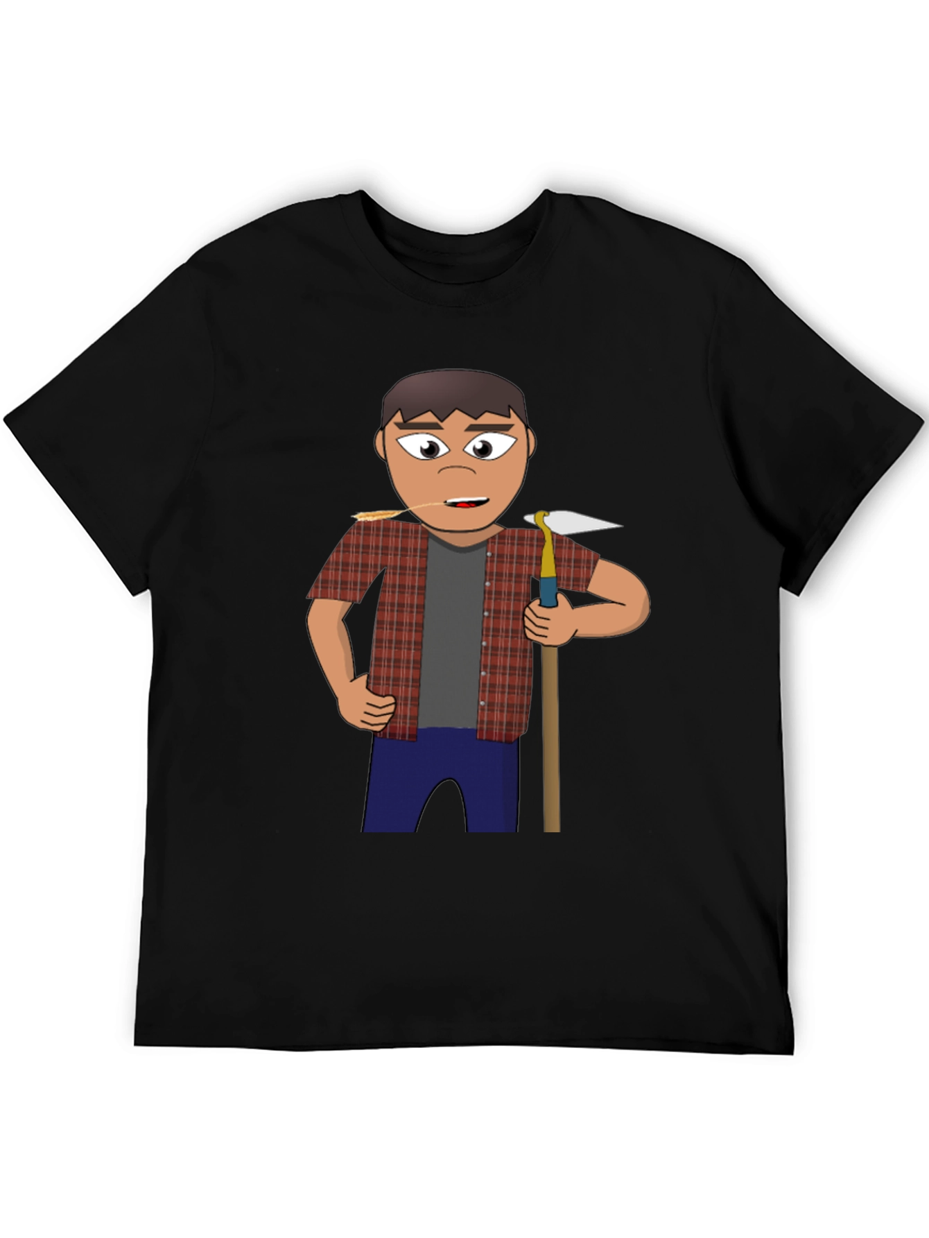 Black Cartoon Farmer Graphic Tee - Black view 5