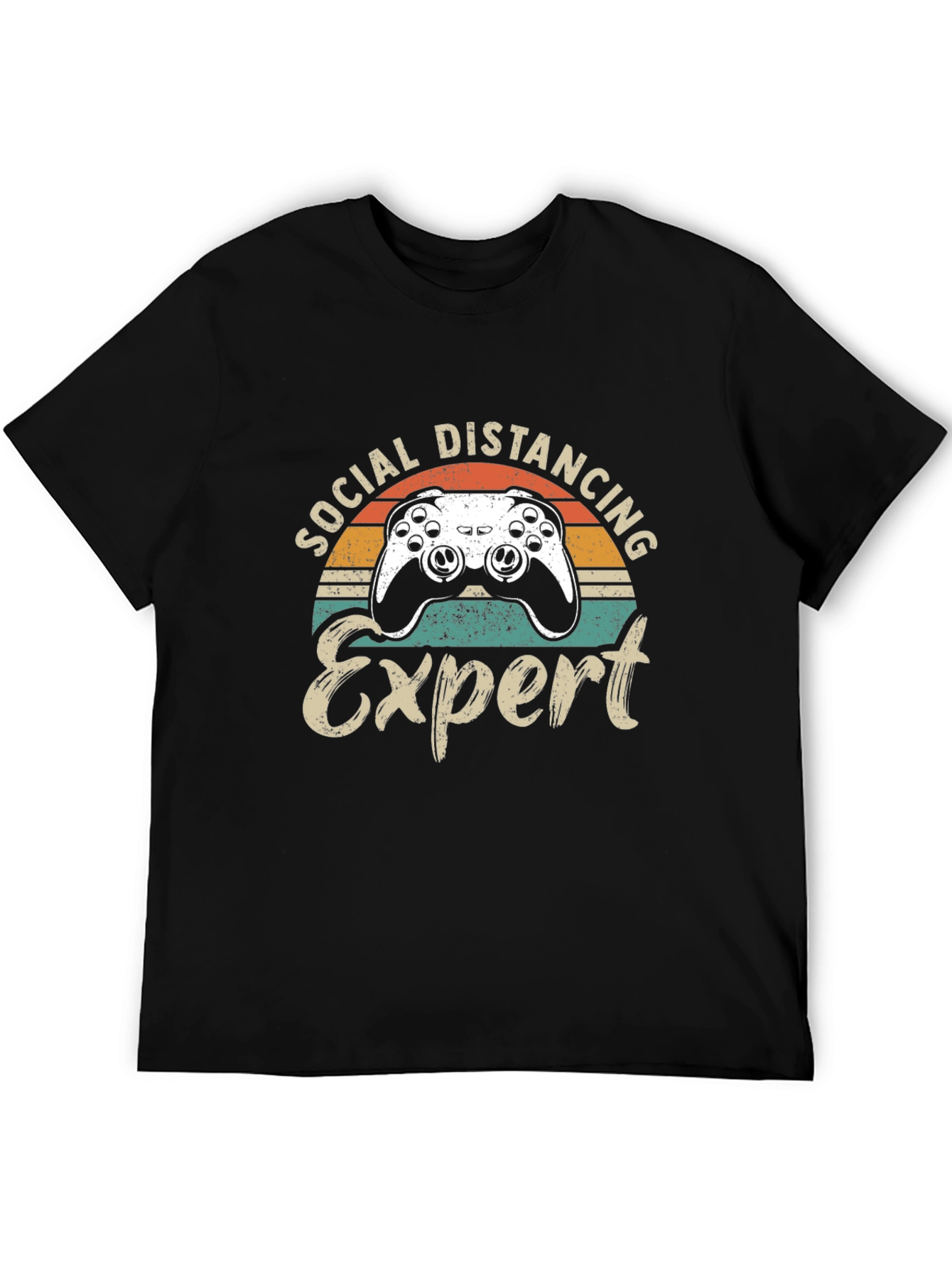 Black Social Distancing Expert Gamer T-Shirt view 5