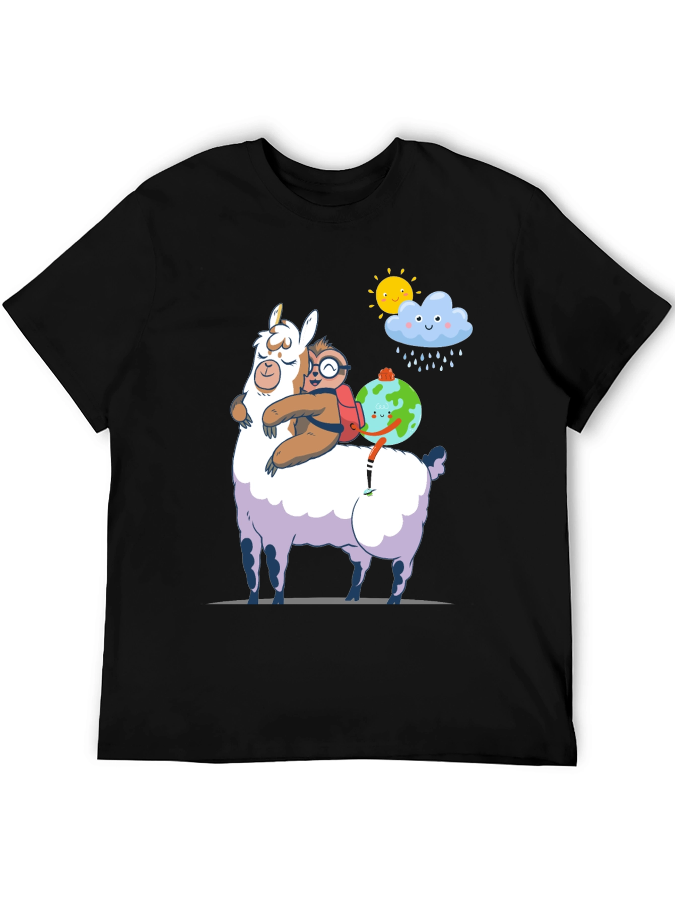Black Llama, Sloth, and Earth T-Shirt view 5