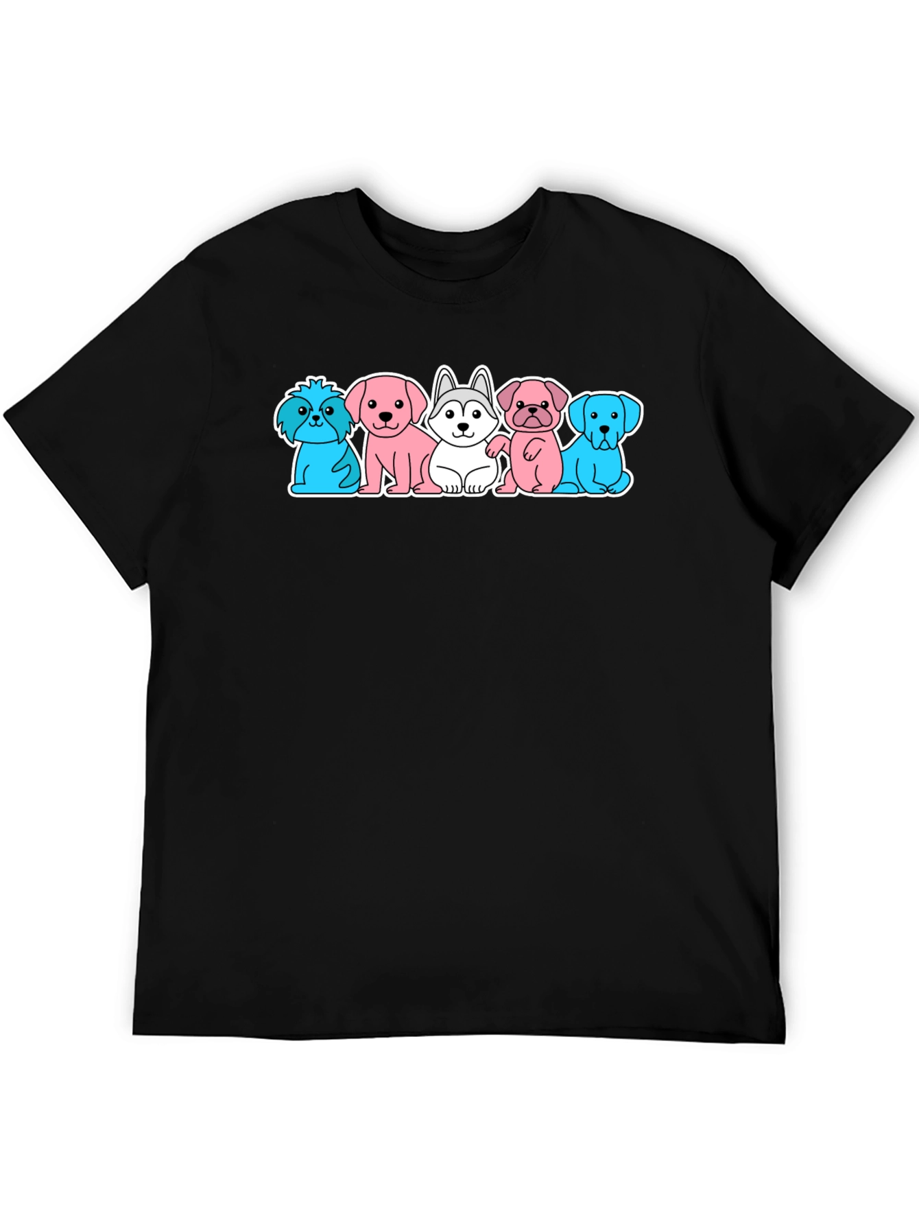 Black Cute Dog Breed Cartoon T-Shirt view 5
