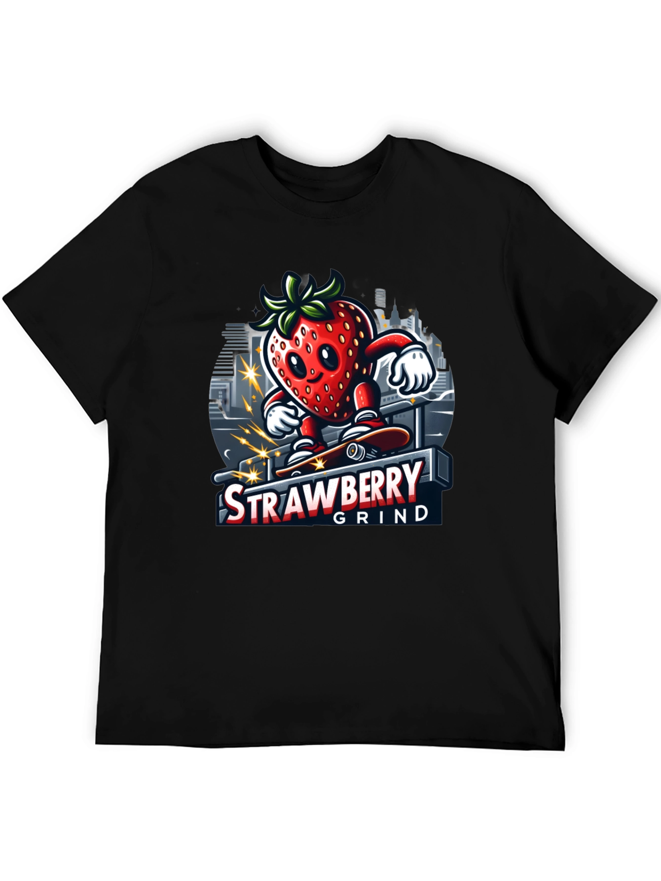 Black Strawberry Grind T-Shirt - Cool Graphic Tee view 5