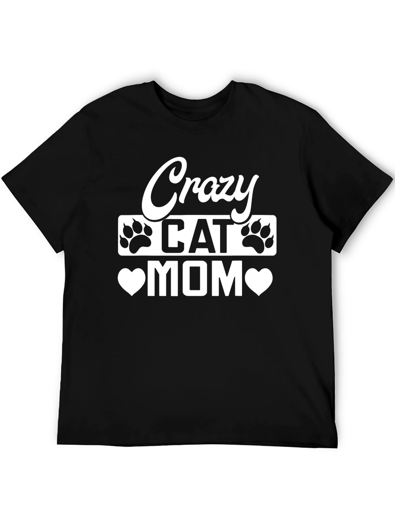 Black Crazy Cat Mom Black T-Shirt view 5
