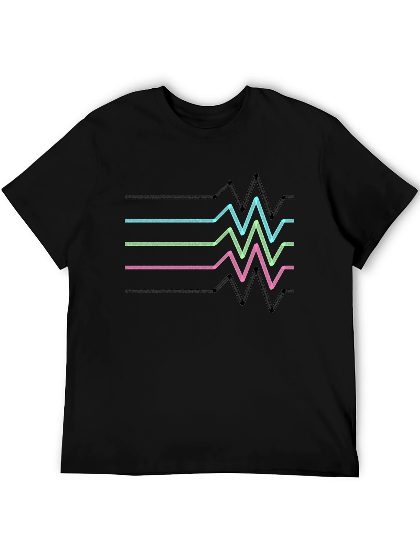 Black Retro Heartbeat Line T-Shirt - Black view 5