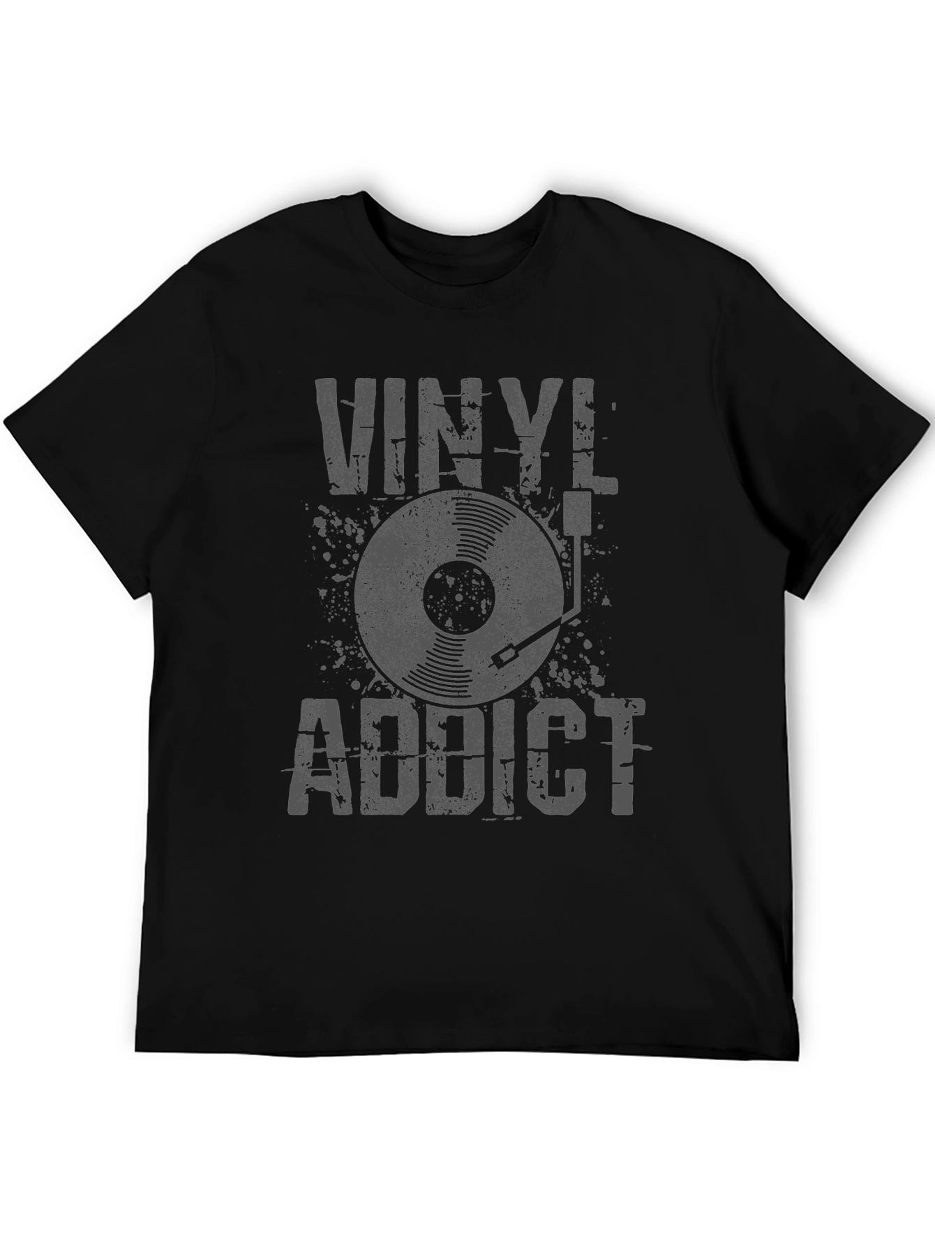 Black Vinyl Addict Graphic Tee - Retro Music Lover T-Shirt view 5