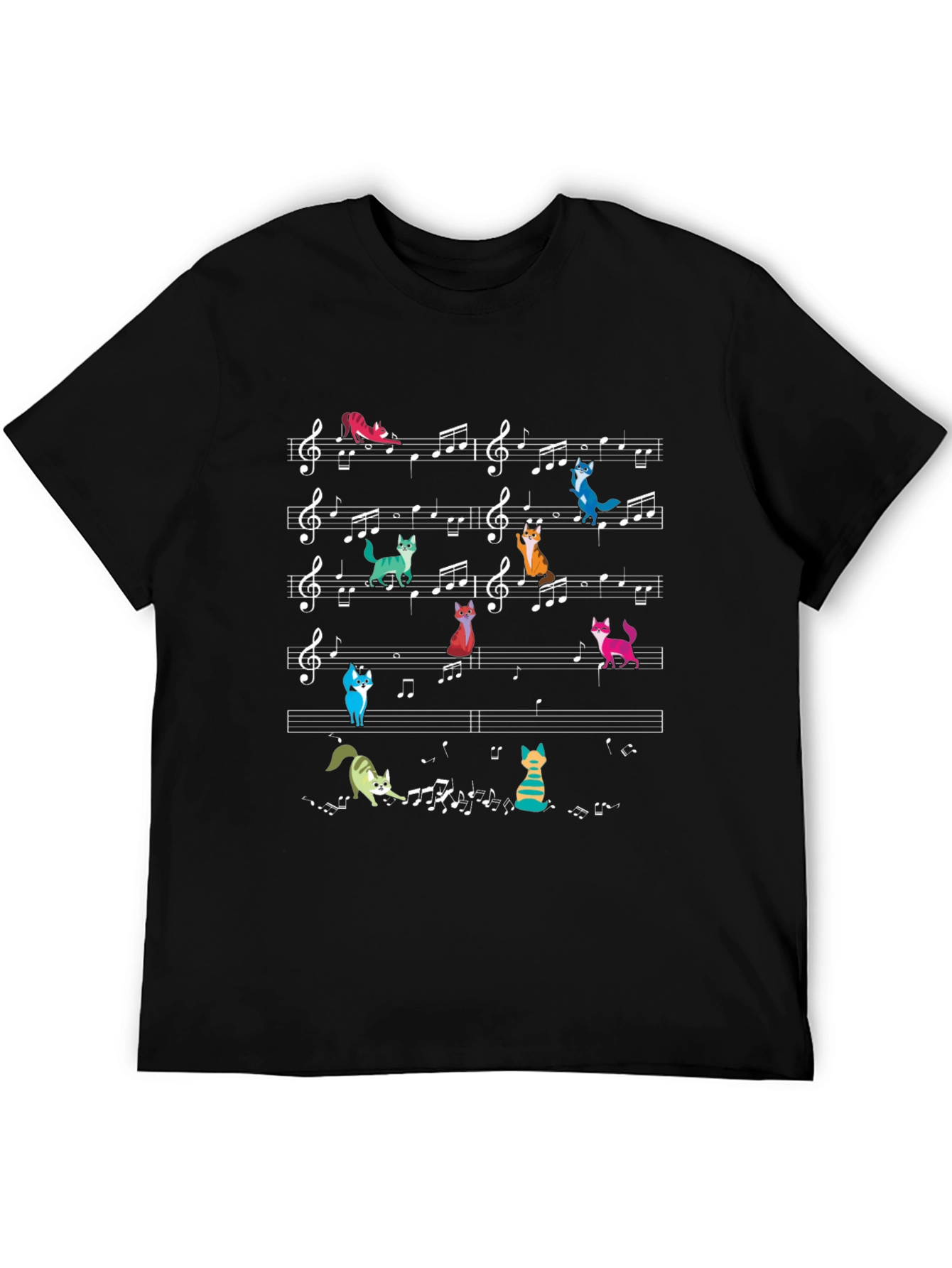 Black Musical Cats T-Shirt - Black view 5