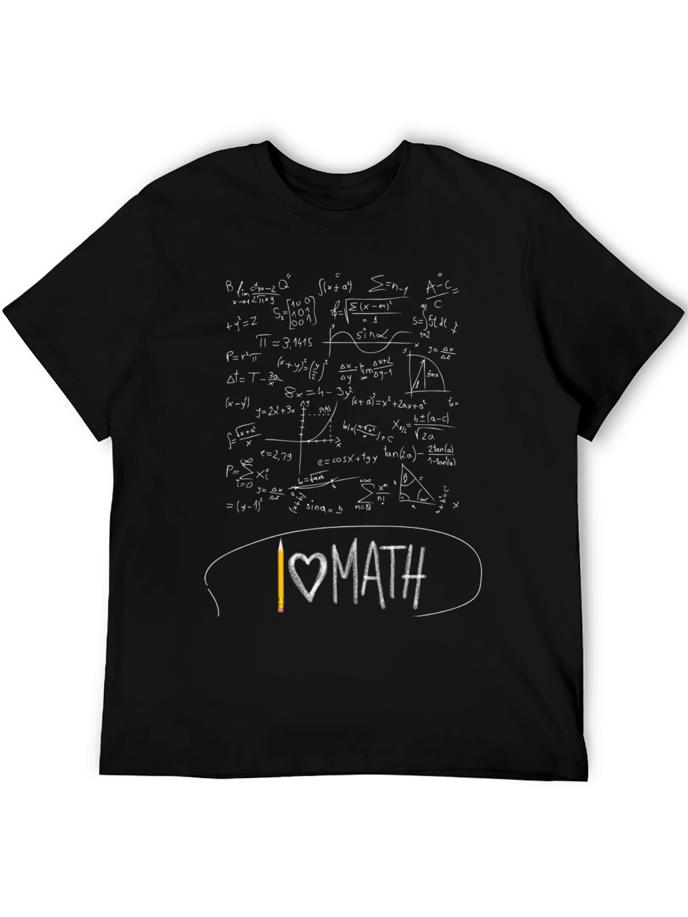 Black I Love Math Equations Graphic Tee - Unisex view 5