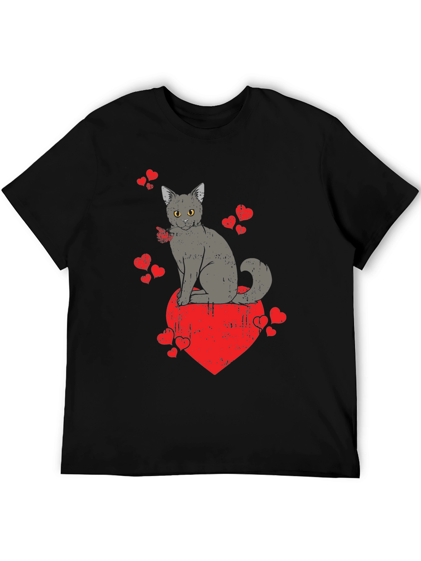 Black Cat Heart Valentine's Day Graphic T-Shirt view 5
