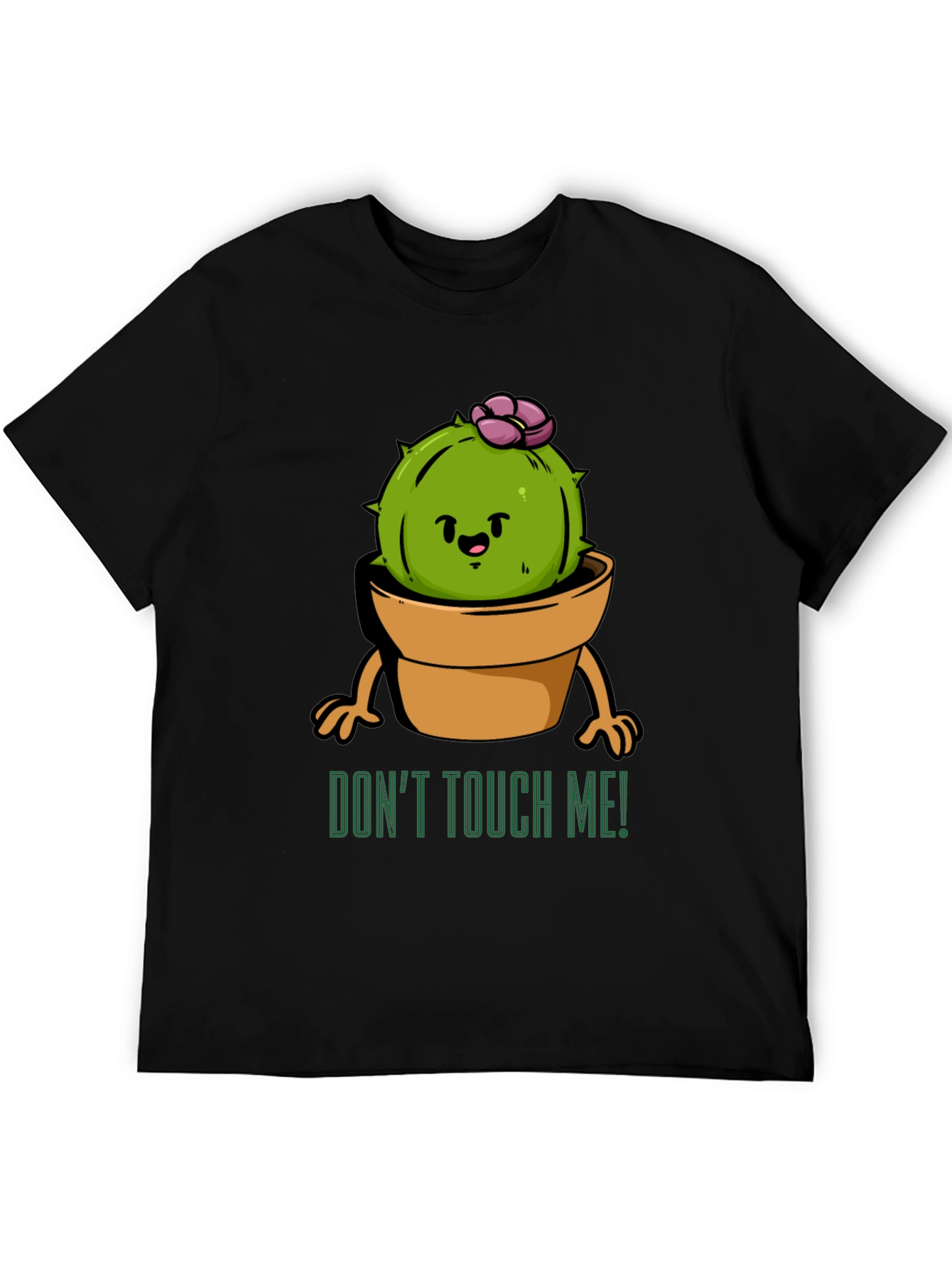 Black Cute Cactus Graphic Tee - Don't Touch Me! view 5