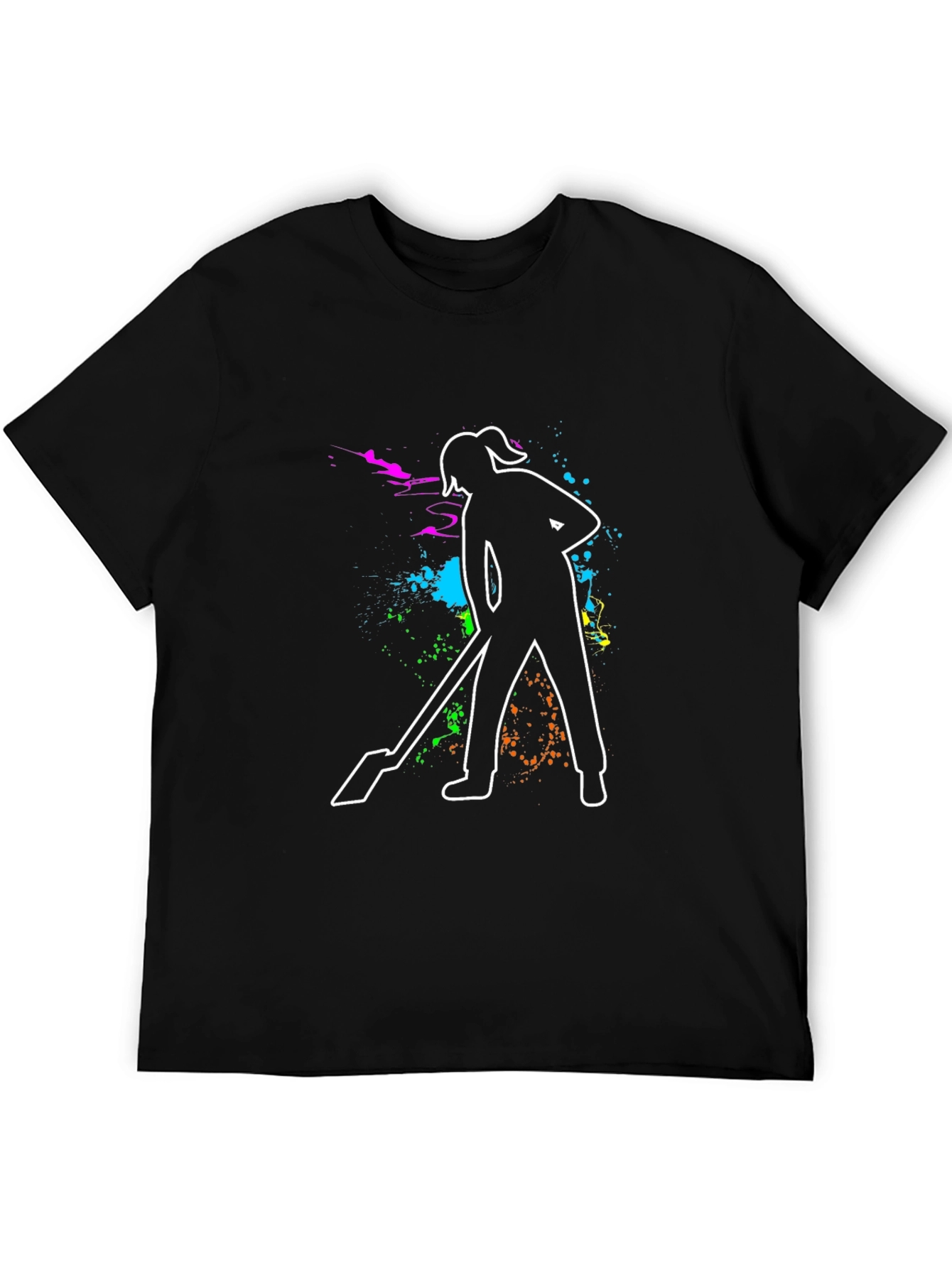 Black Janitor Woman T-Shirt - Colorful Design view 5