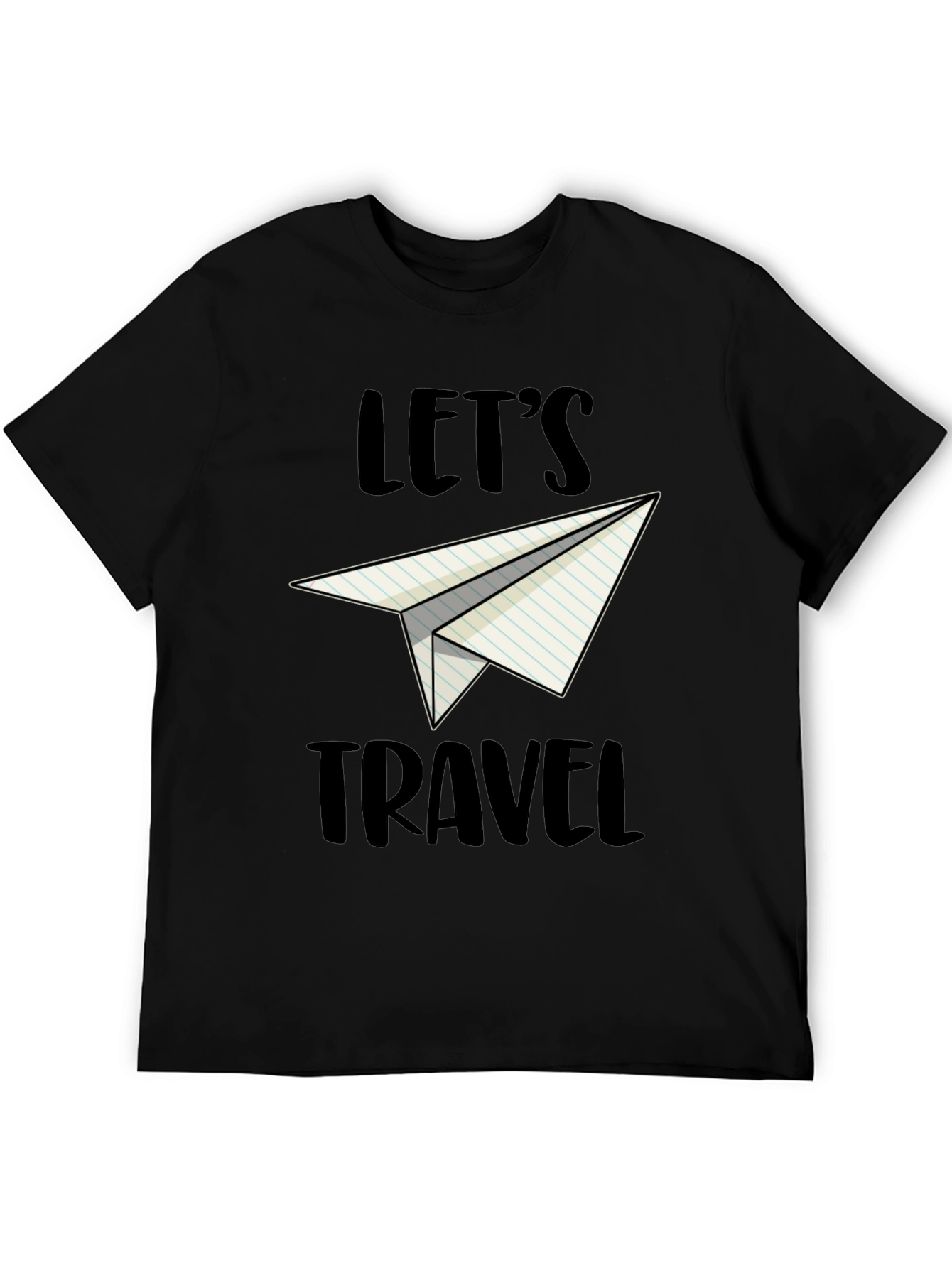 Black Let's Travel Paper Airplane Graphic Tee view 5