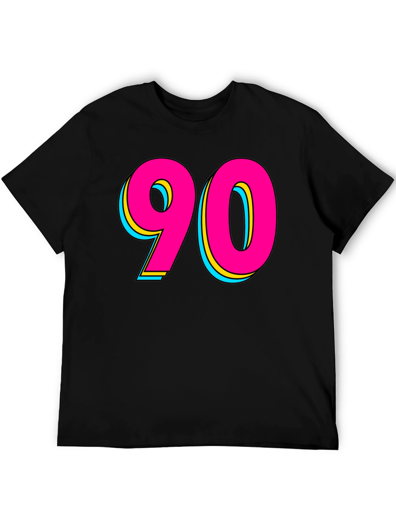 Black 90s Style Graphic Tee - Retro Neon Design view 5