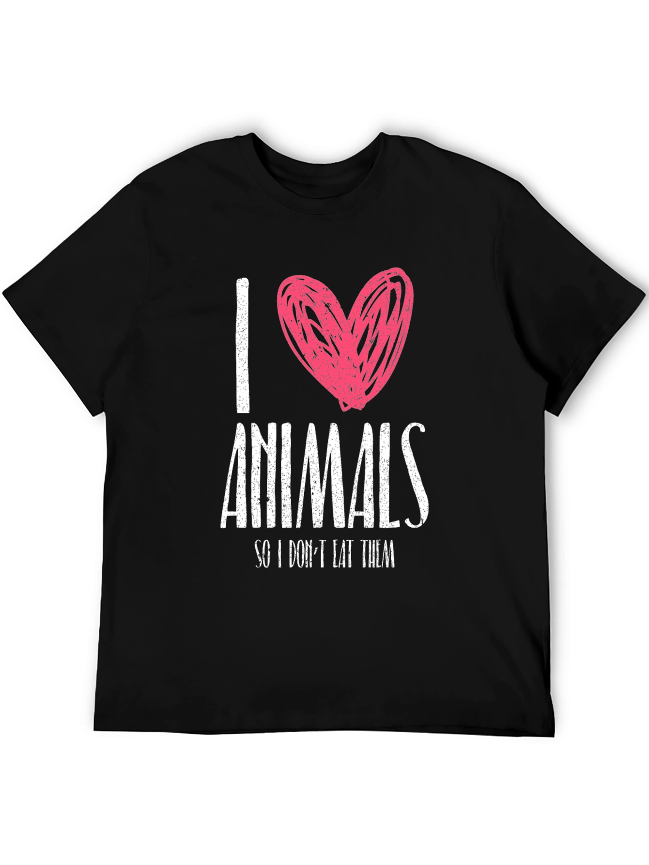 Black I Love Animals T-Shirt - Vegan Tee view 5