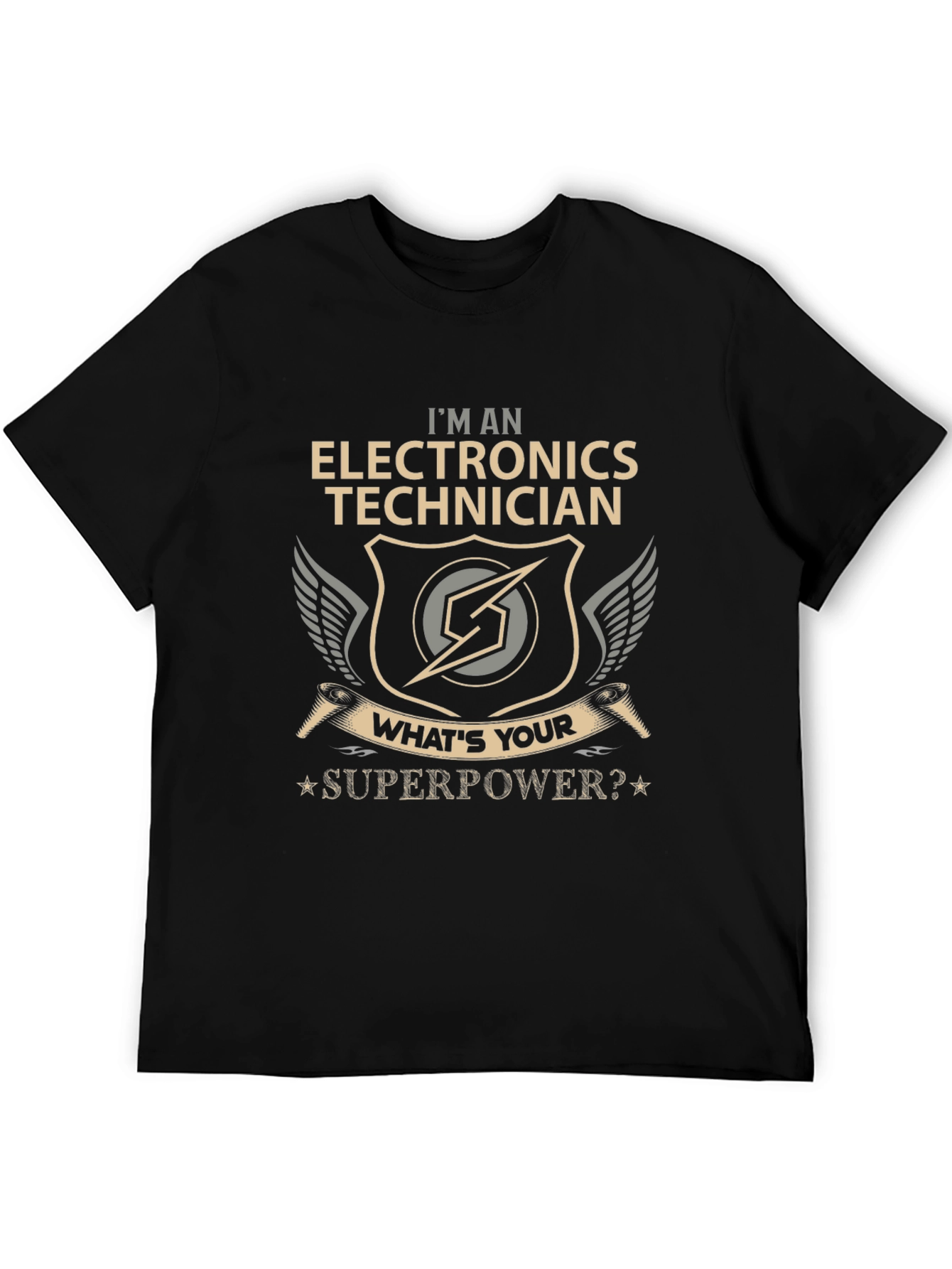 Black Electronics Technician Superpower T-Shirt view 5